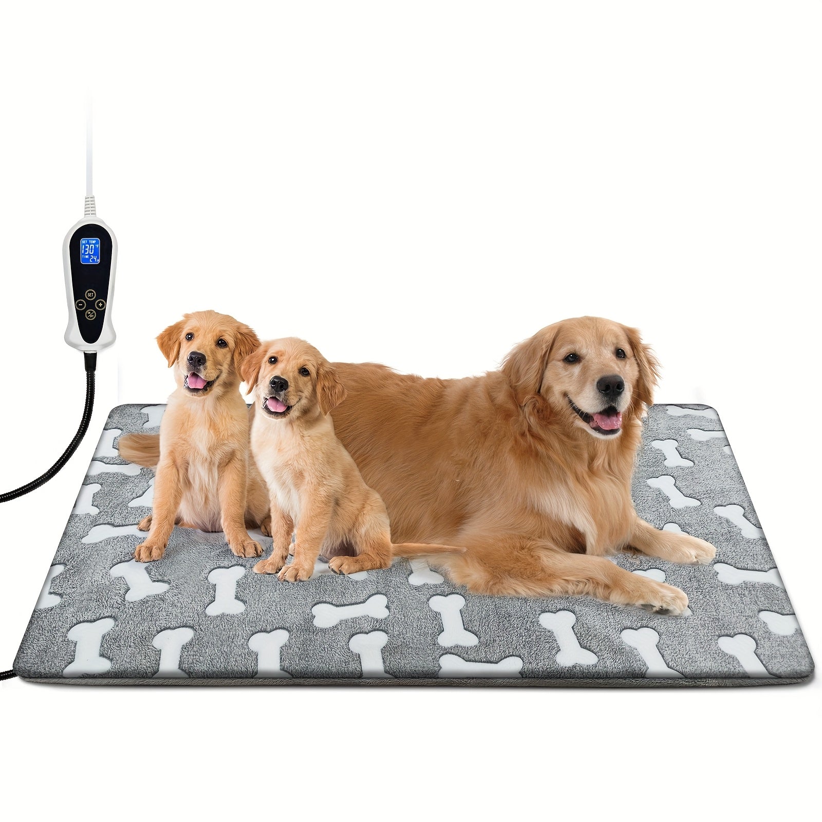 Pet Heating Pad with Smart Thermostatic Control & 1-24H Timer, Wire-Reinforced Pet Crate Cozy Bed for Cats & Dogs, Cat Beds for Indoor Cats, Heated Dog Crate Bed, Promotes Comfort and Recovery, Whelping Box Supplies, US Plug