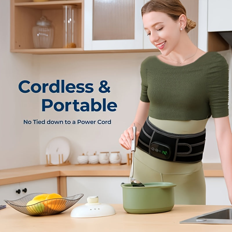 Portable USB Charged Heating Waist Massage, Cordless Heating Pad Back Massager, Built-in 5000mAh Battery Waist Support, Back Support for Lumbar Support, Use Continuously 3 Hours Lower Back Belts, Mother's Day Gifts for Mom.