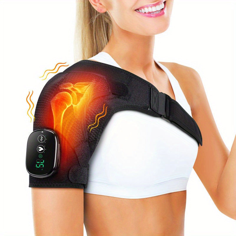 Heating Shoulder Wrap, Shoulder Heating Pads Massager for Men Women, Electric Cordless Vibration Massage Heating Shoulder Braces with 3 Heating Setting, Left/Right Shoulder Massage
