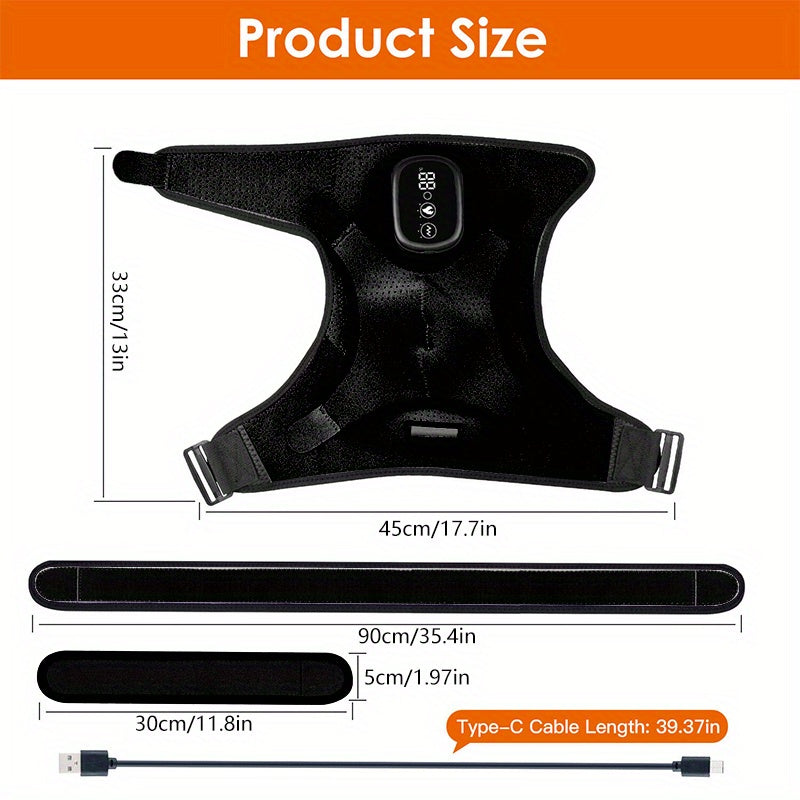 Heating Shoulder Wrap, Shoulder Heating Pads Massager for Men Women, Electric Cordless Vibration Massage Heating Shoulder Braces with 3 Heating Setting, Left/Right Shoulder Massage