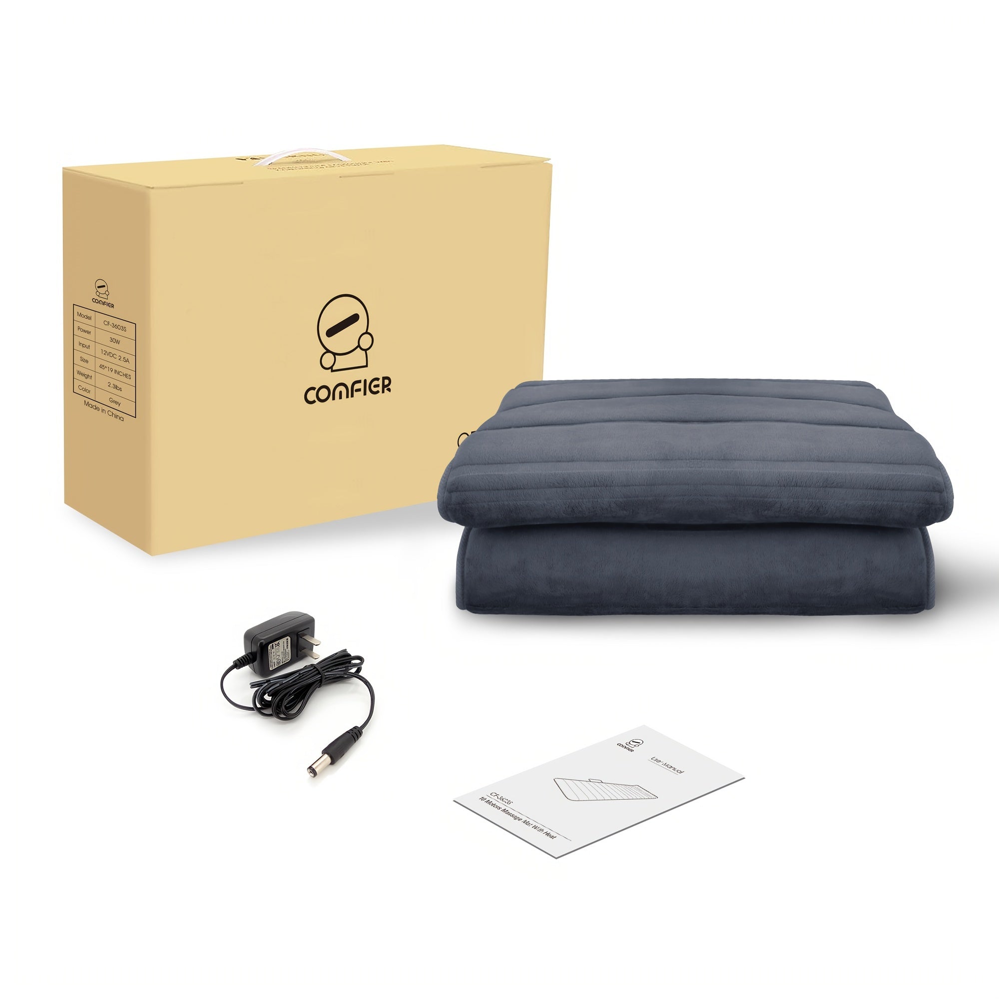 COMFIER Full Body Massage Pad with Heating Function, Chair Pad with 10 Vibration Motors and 2 Heating Pads with Auto Shut Off, Electric Heating Massage Pad