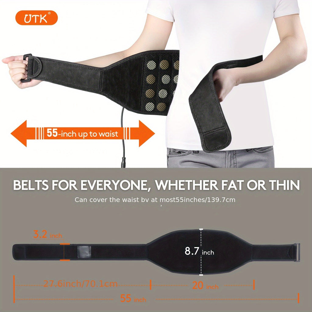 UTK Heating Pad With Massager For Back, Portable Lower Back Massager Heating Pad, Wearable Heating Pads For Cramps With Heat, Auto-Off, Birthday Gifts For Mom Dad 58"