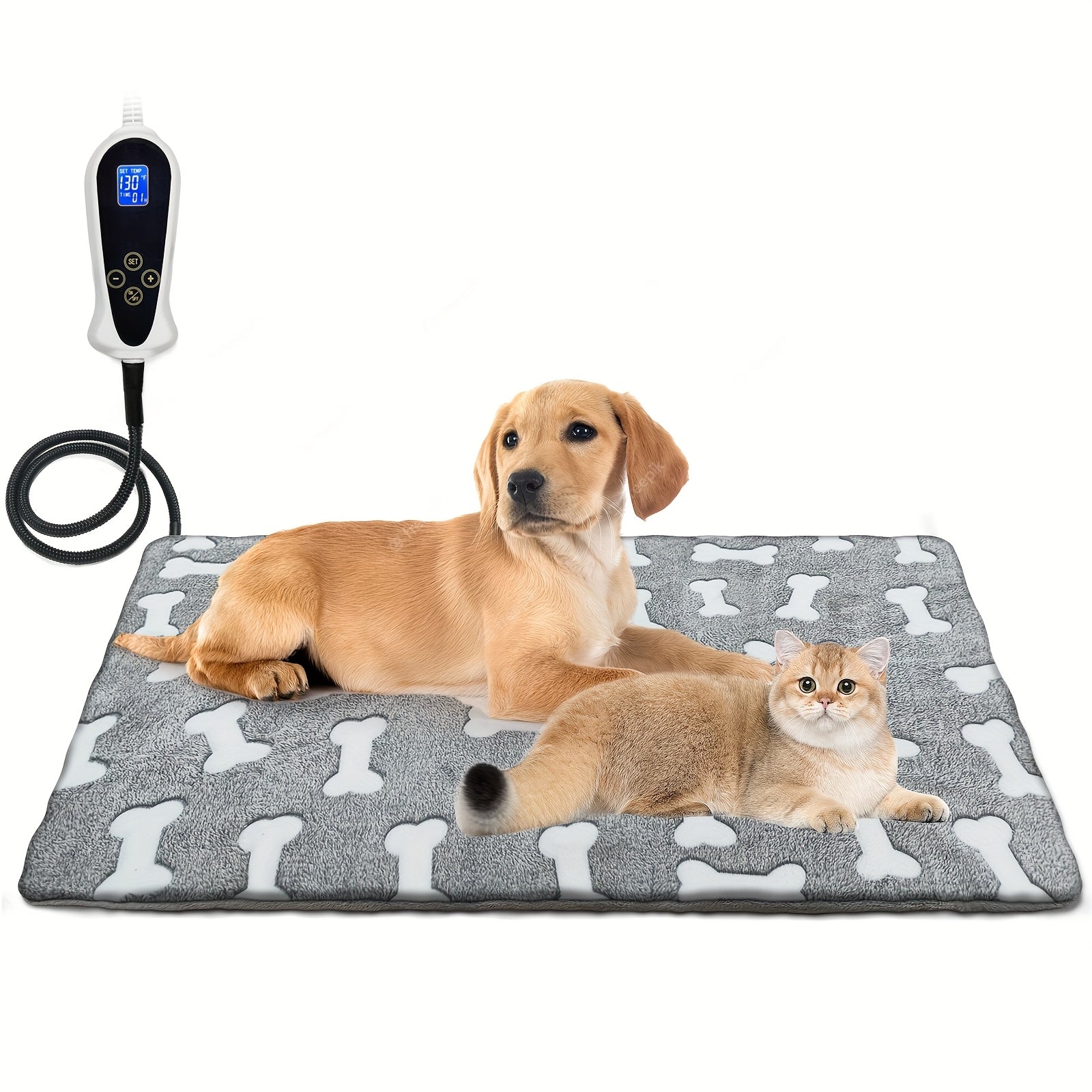Pet Heating Pad with Smart Thermostatic Control & 1-24H Timer, Wire-Reinforced Pet Crate Cozy Bed for Cats & Dogs, Cat Beds for Indoor Cats, Heated Dog Crate Bed, Promotes Comfort and Recovery, Whelping Box Supplies, US Plug