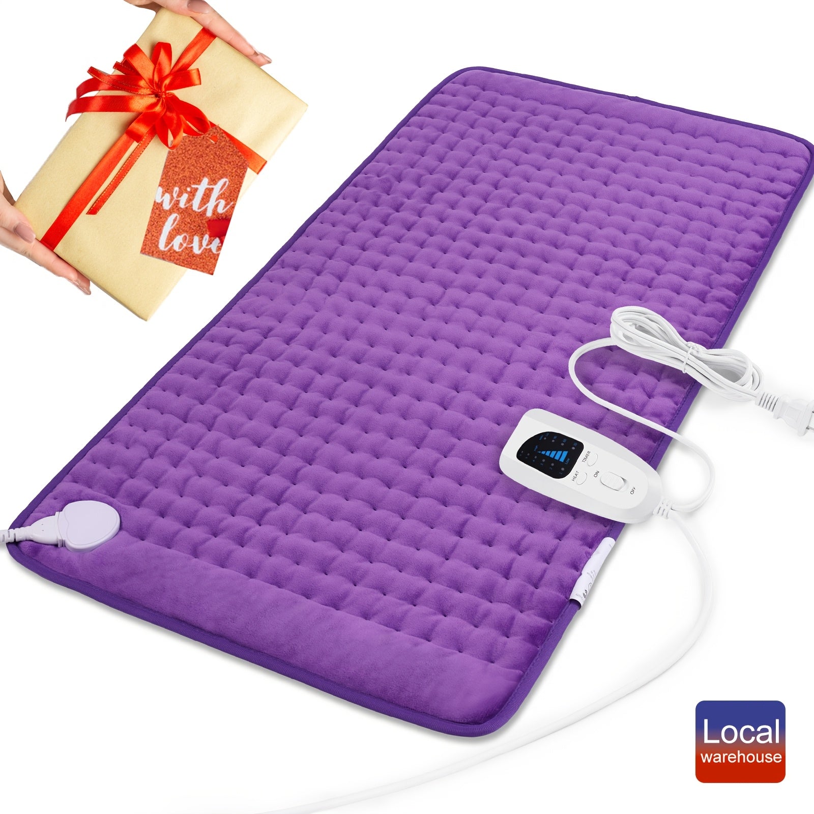 Extra Large Soft Velvet Heating Pad with 6-Speed Temperature & Timer Control - Portable Comfort for Neck, Back, Shoulders, Knees, and Legs - Purple, Perfect Gift for Birthdays and Holidays, Therapeutic Heating Pad | Plush Surface Pad | Nonskinfriendly