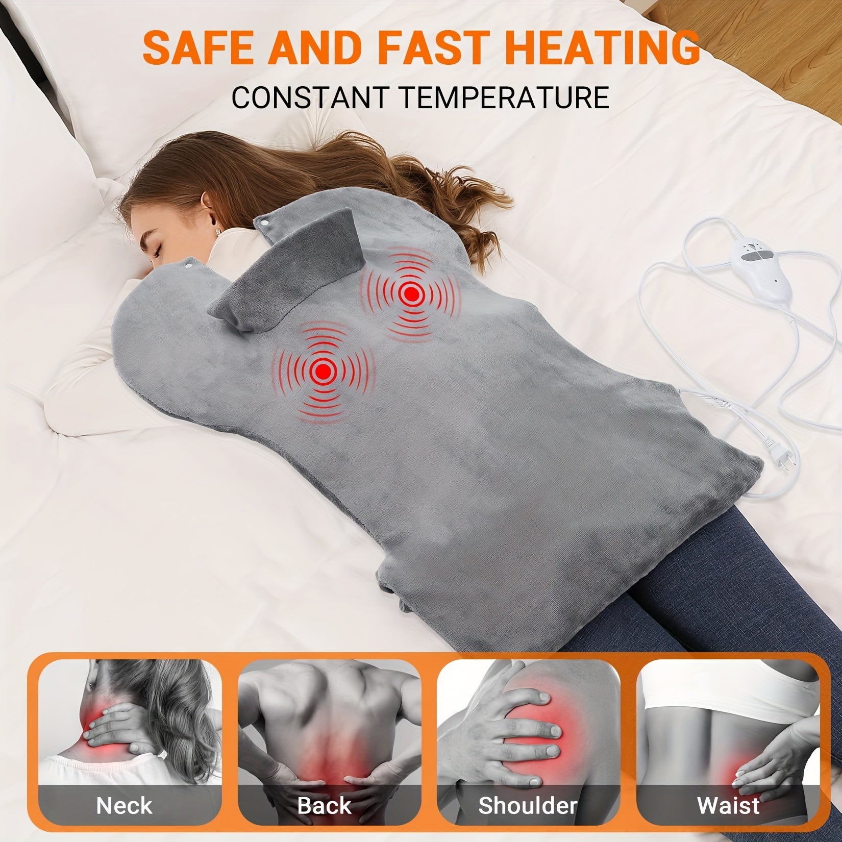 Large Heating Pad With Massager, 24" X 35" Electric Heating Pad For Neck, Back & Shoulders With 3 Heat Levels, 3 Massage Settings, 2-Hour Auto Shut-Off
