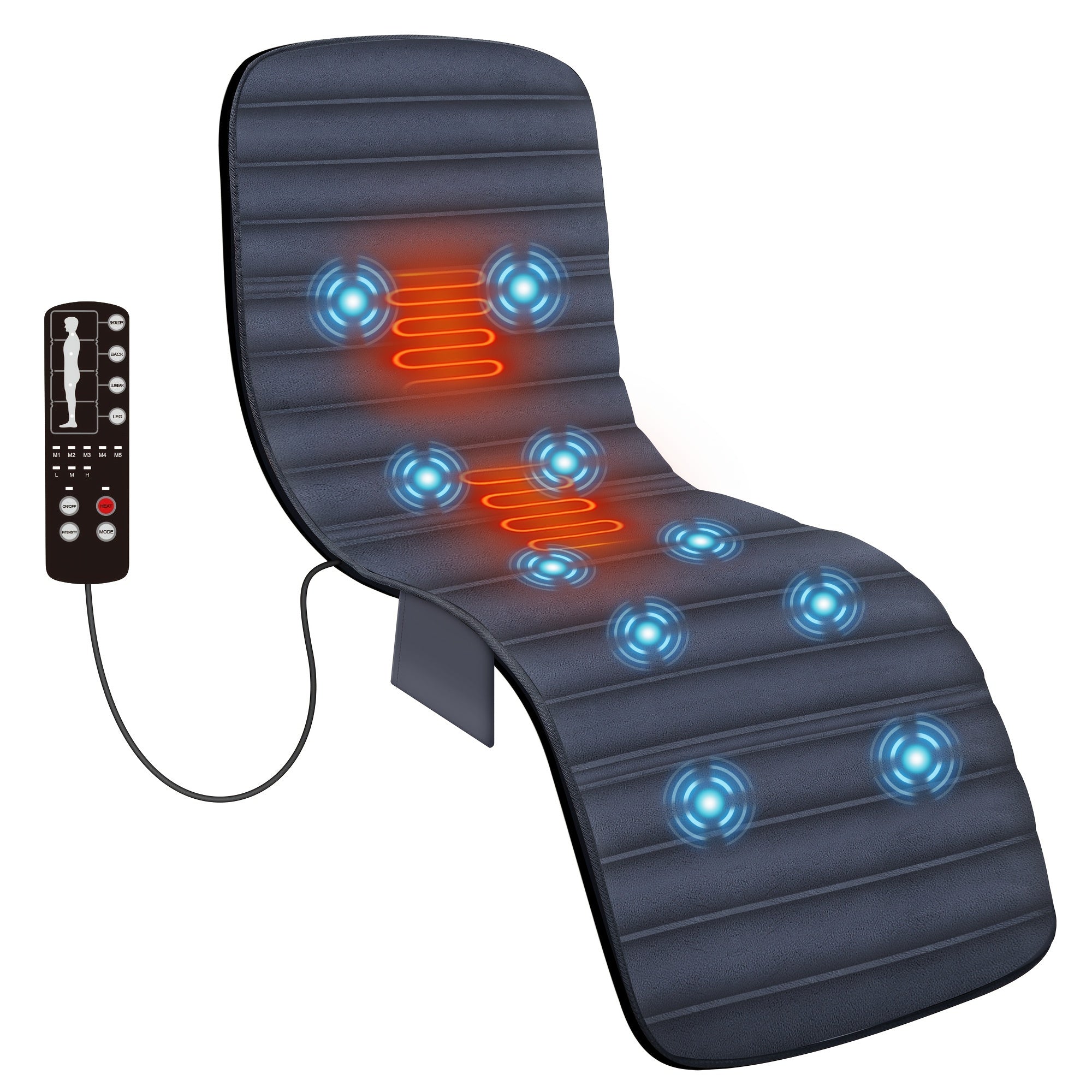 COMFIER Full Body Massage Pad with Heating Function, Chair Pad with 10 Vibration Motors and 2 Heating Pads with Auto Shut Off, Electric Heating Massage Pad