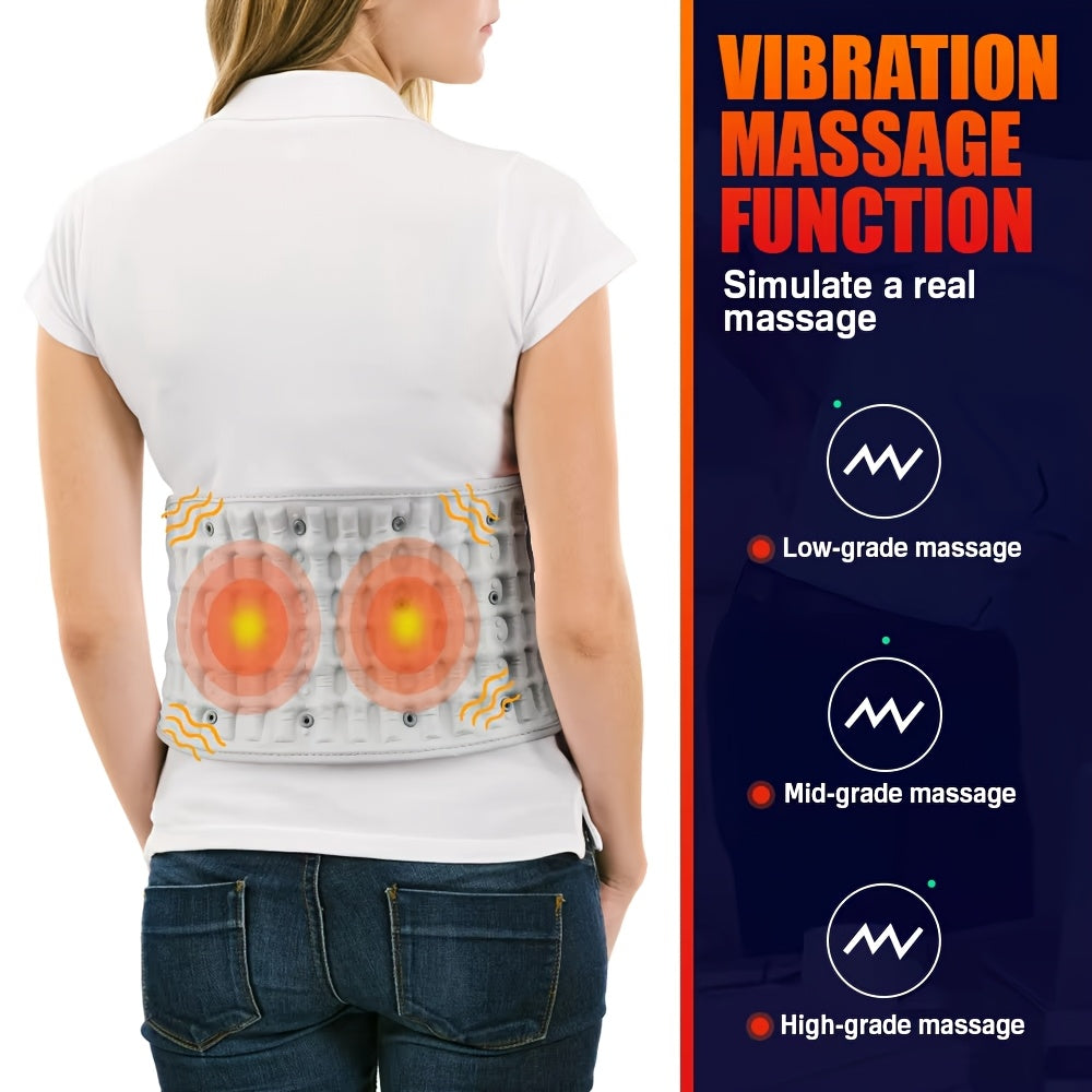 Portable Heating Pad USB Charging, Waist Support Belt with Air Traction, Wireless Heating Pad with Vibration Massage, Heating Pad with 3 Heat Levels and 3 Massage Modes, Suitable for Back and Waist, Gift for Mom