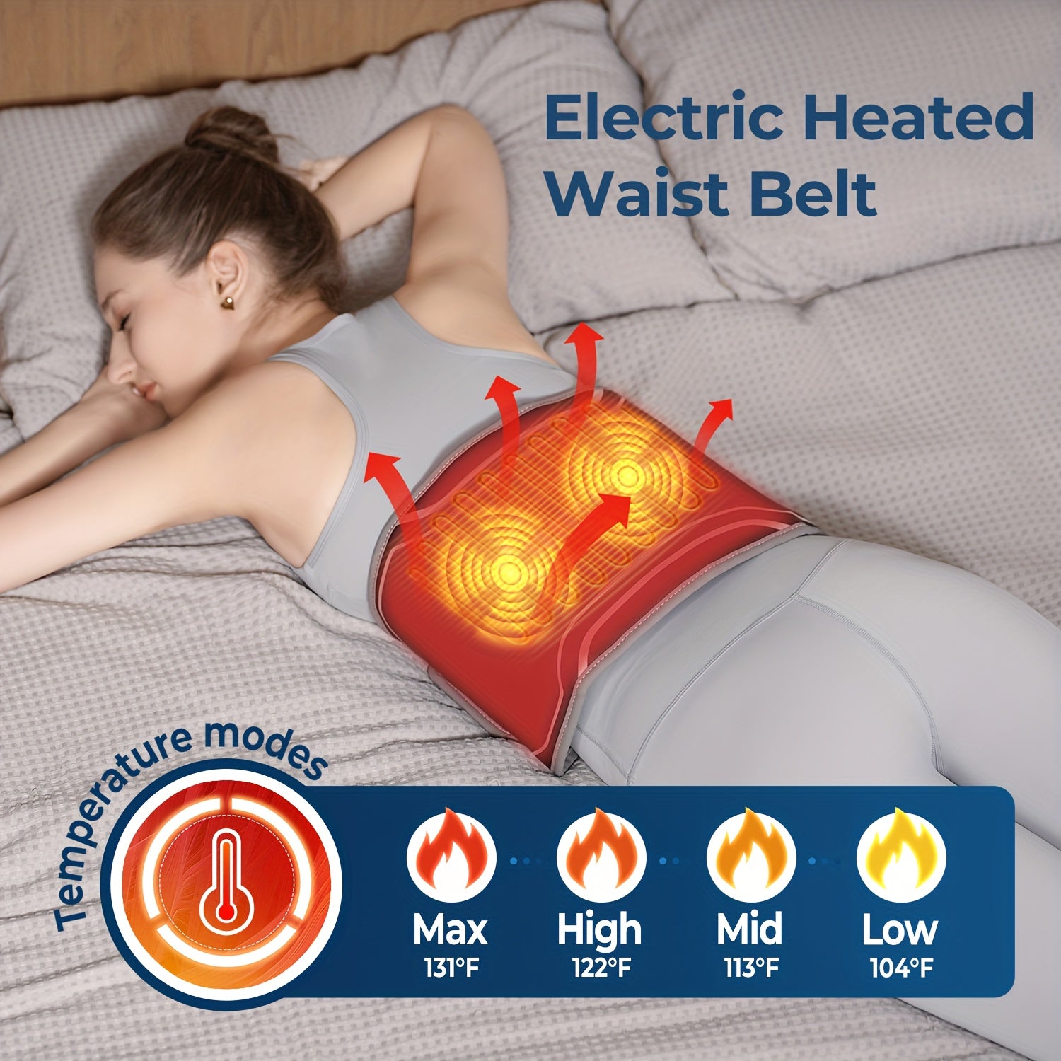 Electric Heated Waist Belt, Portable Retractable 3D Airbag, USB Charging Heating Pad With Massager, With 3 Vibration And 4 Heat, Adjustable Strap Fits All Body Type Lightweight Portable, Daily Use, Heated Back Belt Gifts For Family Men Women