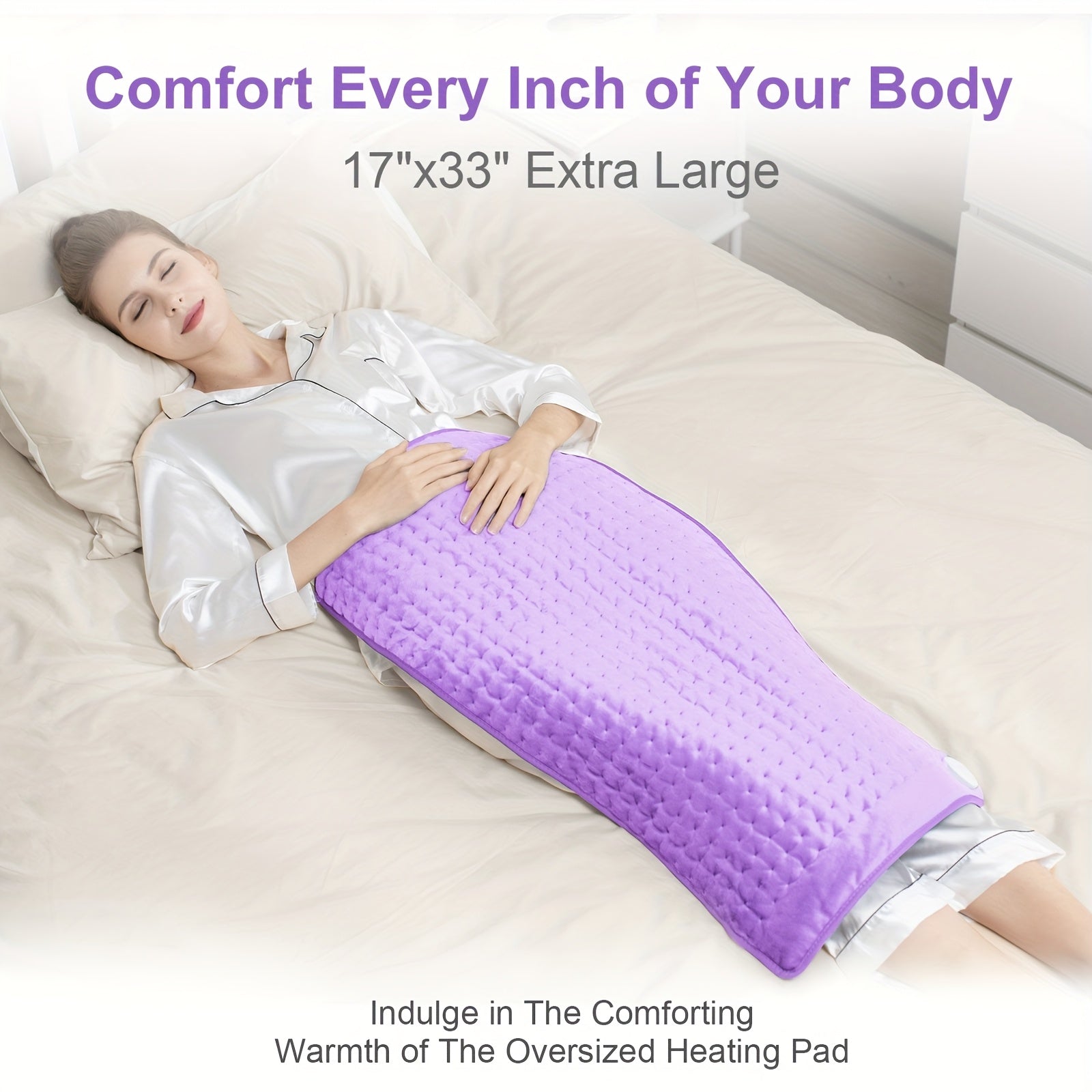 Extra Large Soft Velvet Heating Pad with 6-Speed Temperature & Timer Control - Portable Comfort for Neck, Back, Shoulders, Knees, and Legs - Purple, Perfect Gift for Birthdays and Holidays, Therapeutic Heating Pad | Plush Surface Pad | Nonskinfriendly