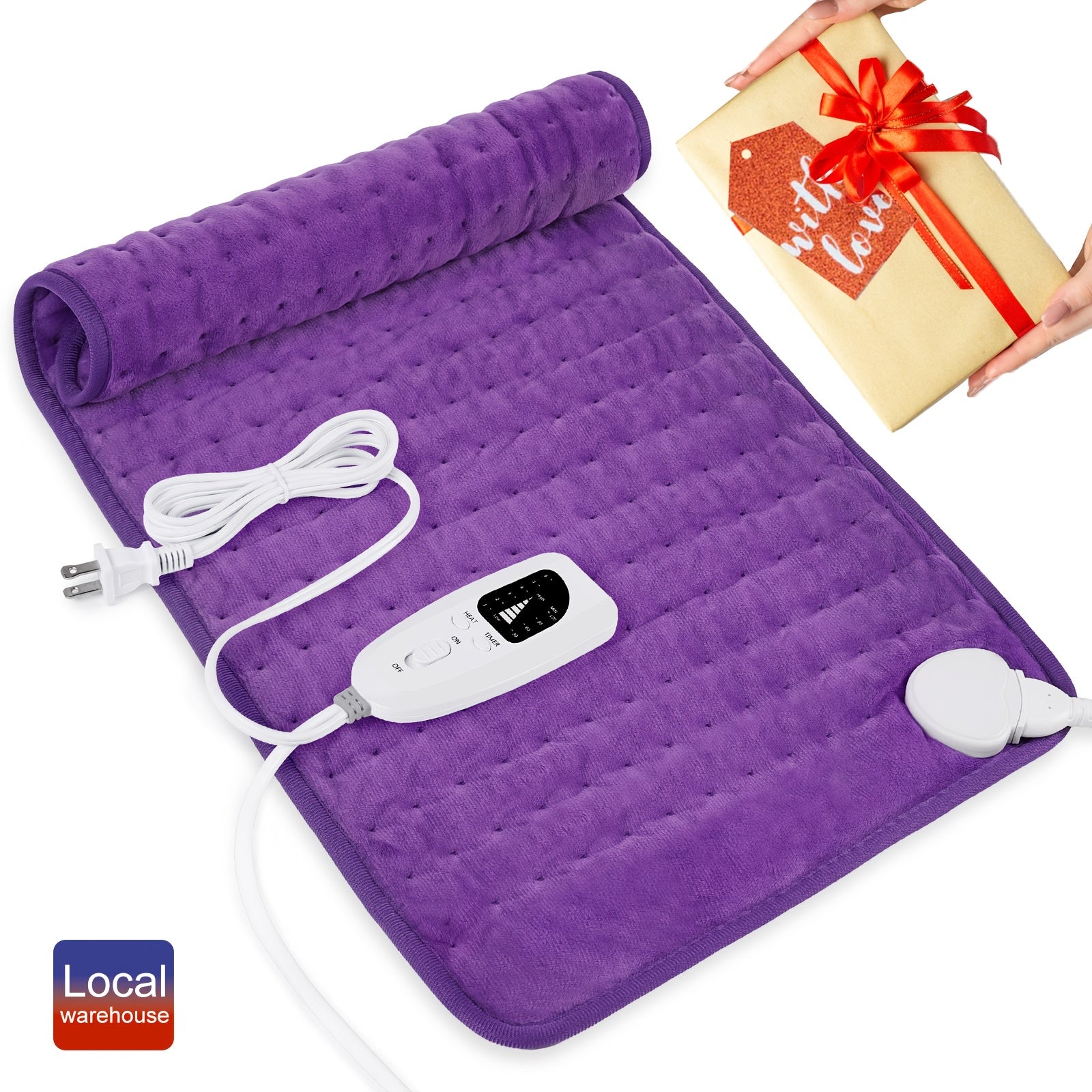 Extra Large Soft Velvet Heating Pad with 6-Speed Temperature & Timer Control - Portable Comfort for Neck, Back, Shoulders, Knees, and Legs - Purple, Perfect Gift for Birthdays and Holidays, Therapeutic Heating Pad | Plush Surface Pad | Nonskinfriendly
