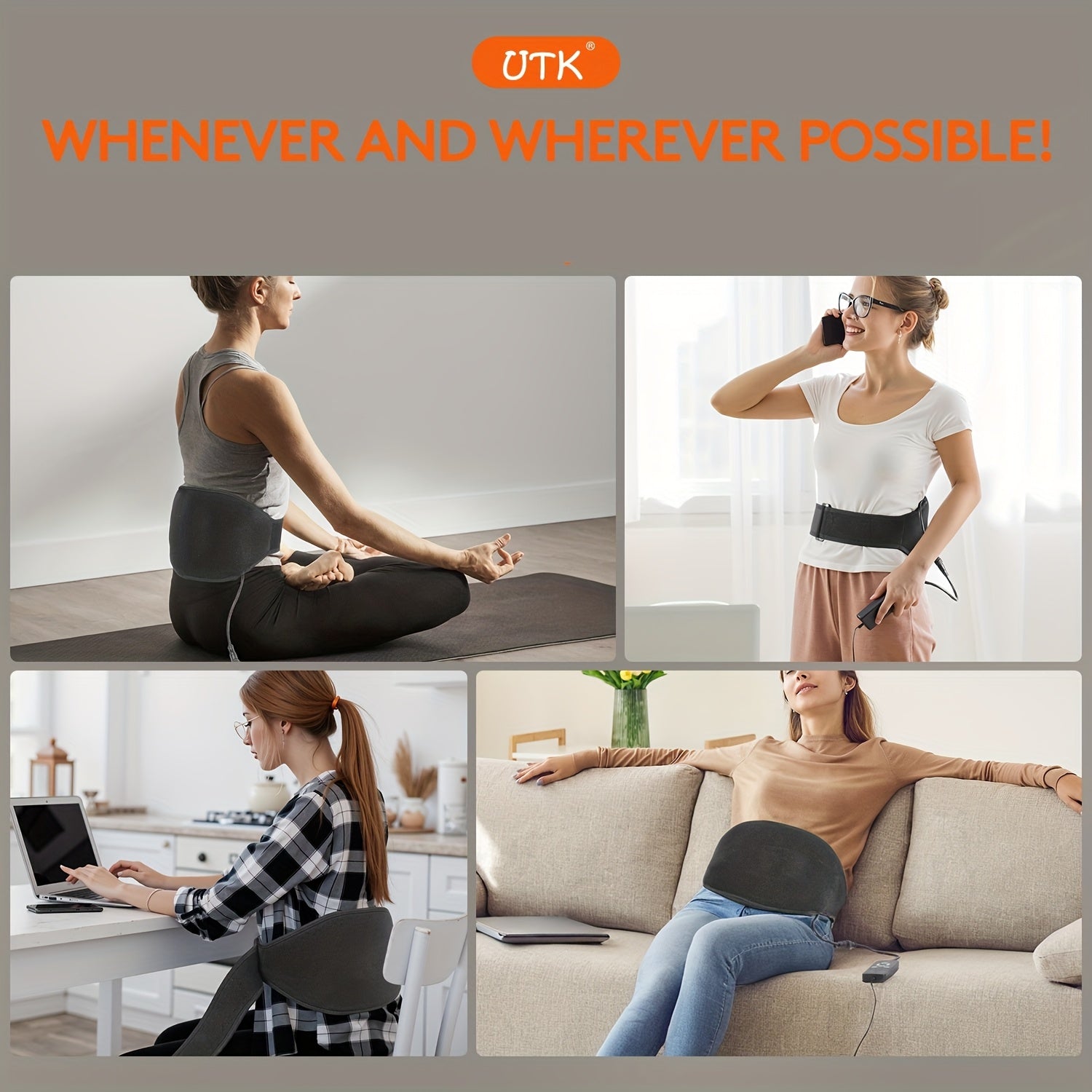 UTK Heating Pad With Massager For Back, Portable Lower Back Massager Heating Pad, Wearable Heating Pads For Cramps With Heat, Auto-Off, Birthday Gifts For Mom Dad 58"