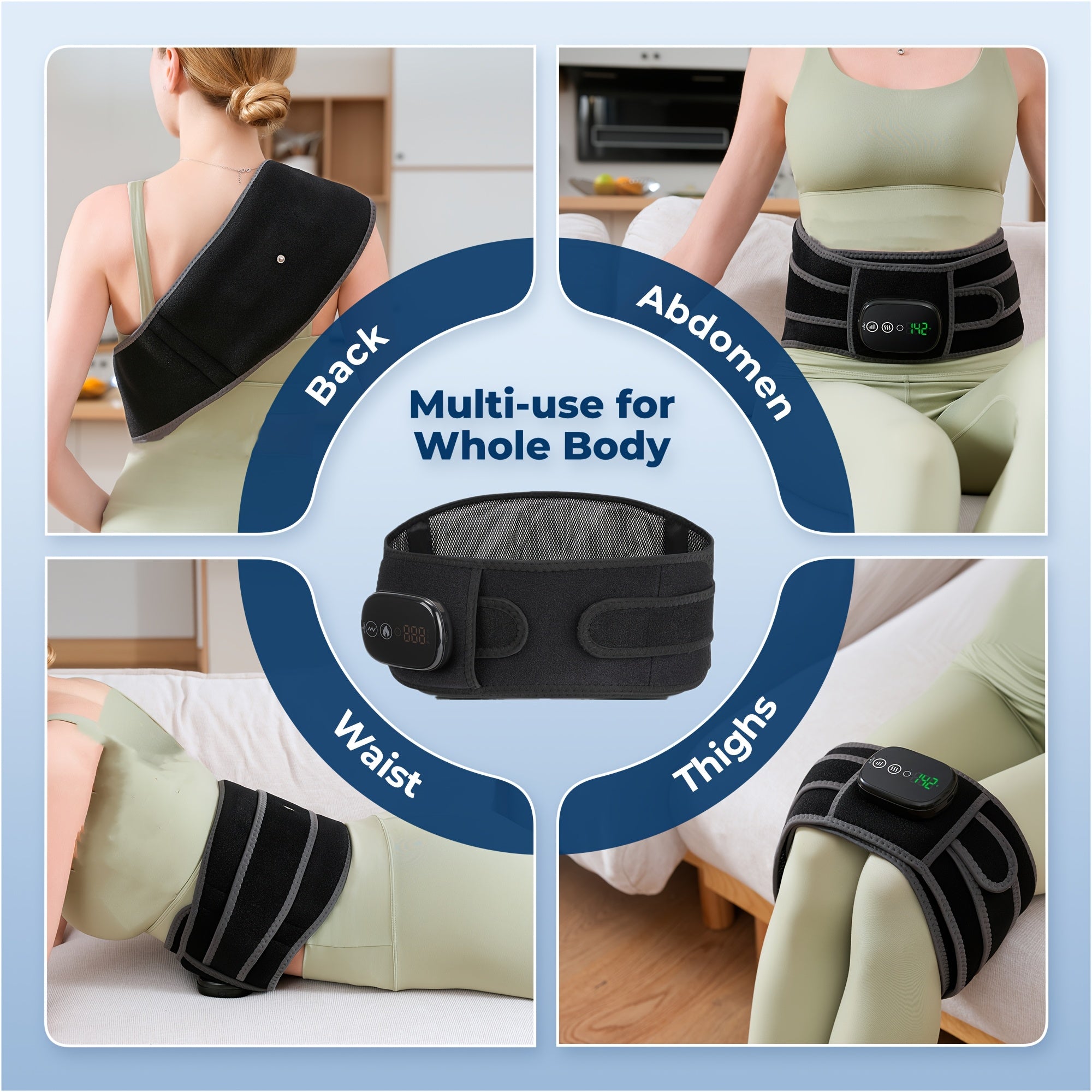 Portable USB Charged Heating Waist Massage, Cordless Heating Pad Back Massager, Built-in 5000mAh Battery Waist Support, Back Support for Lumbar Support, Use Continuously 3 Hours Lower Back Belts, Mother's Day Gifts for Mom.