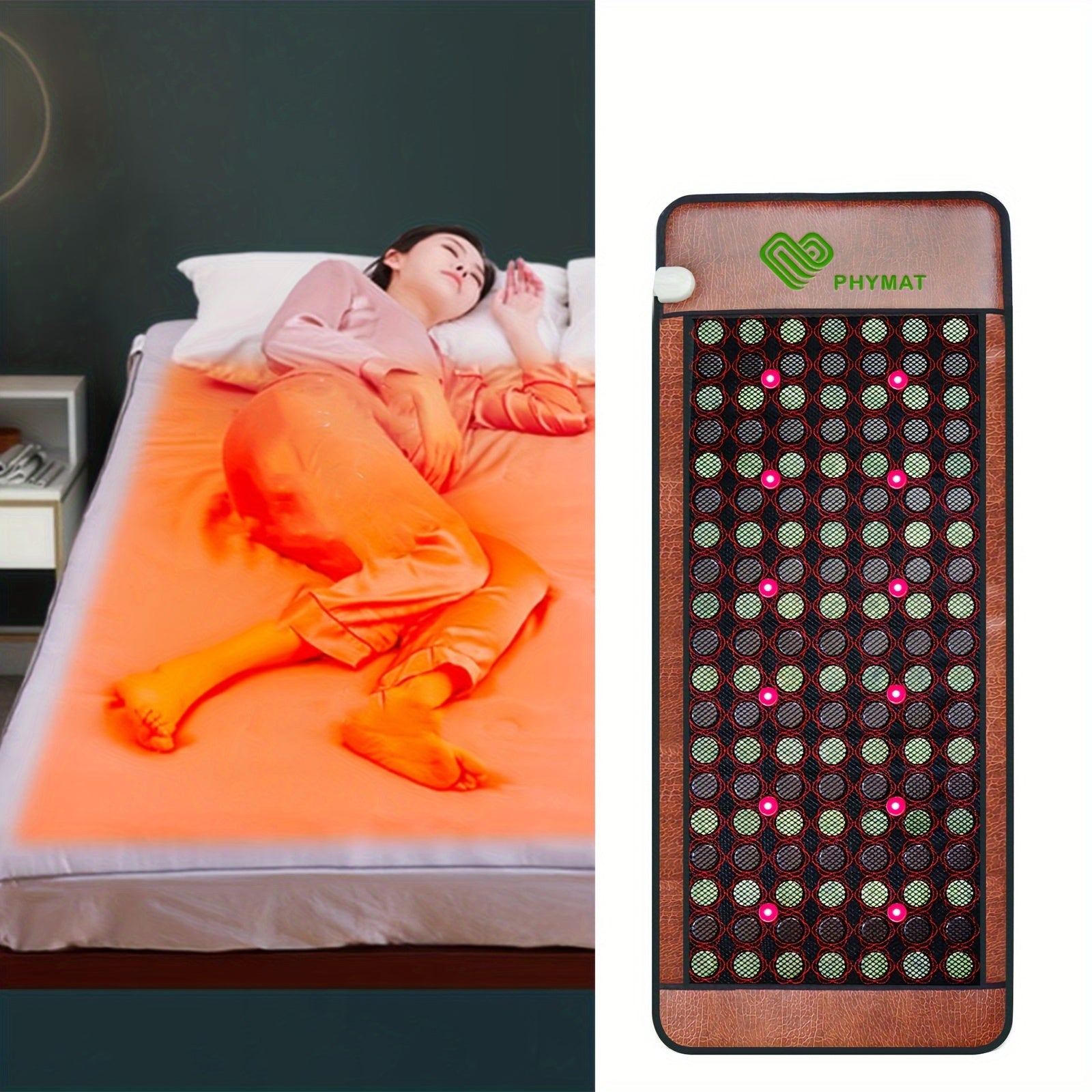 PHYMAT Large Size Far Infrared Heating Pad - Stone Heating Pad - Red Light Mat - Electric Heating Pad With Auto Shut Off - Overheat Protection, Smart Control(67"x27")