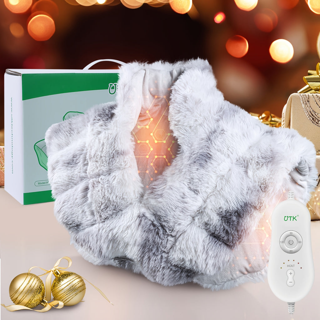 UTK Weighted Heating Pad For Neck And Shoulders And Back, 24"x 20" Extra Large Heated Neck Shoulder Wrap, Electric Neck And Shoulder Heat Pad With Auto Shut Off, 6 Heat Settings, Christmas Gift For Men/women/mom/dad