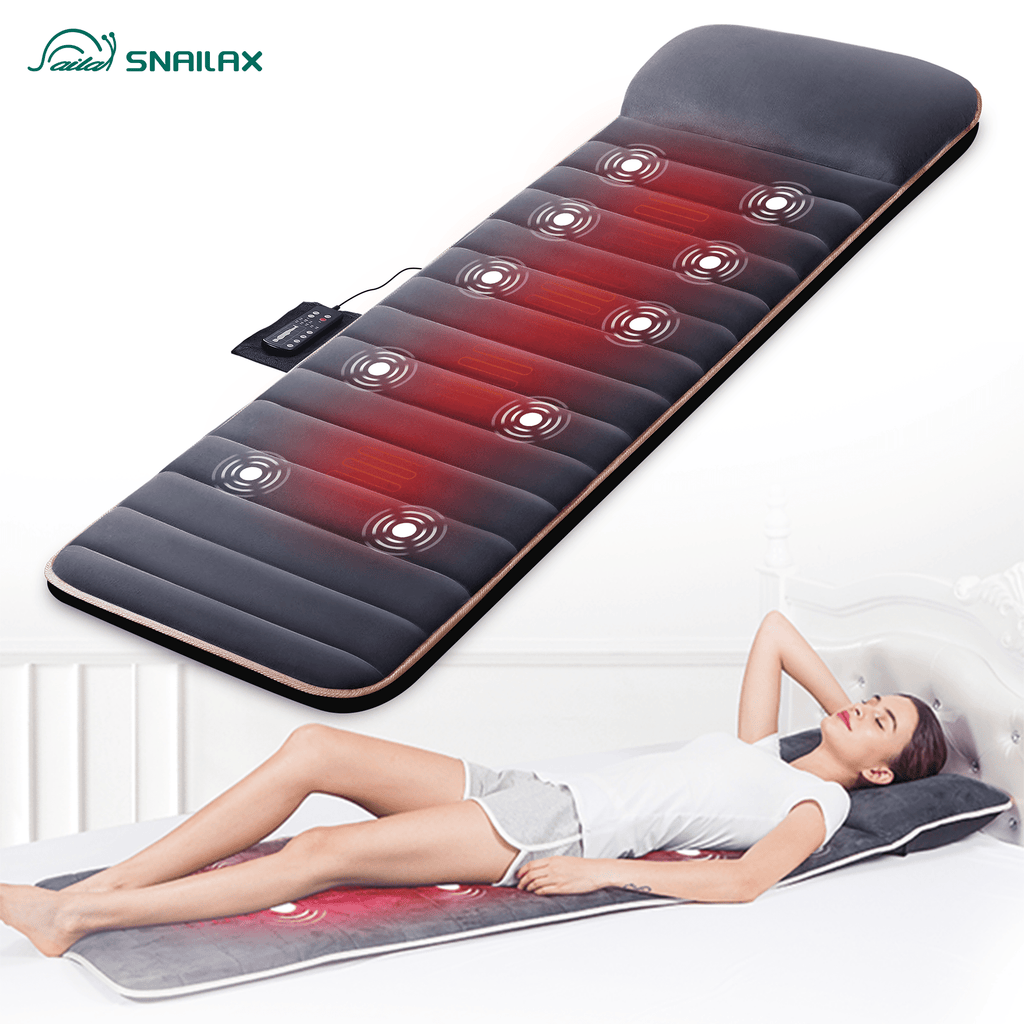 Snailax Memory Foam Full Body Massage Mat with Heat, Massage pad with 10 Vibration Motors and 4 Heating pad, Vibration pad for Back, Perfect Birthday Gift For Men And Women