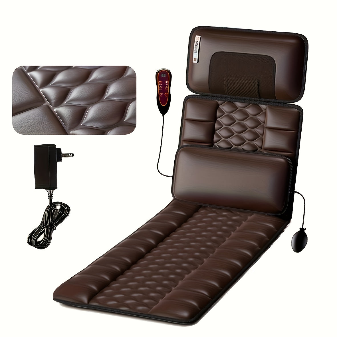 1 Set Of Large Brown Full Body Heating Massagers, 2 Styles Of PU Material, with Neck And Foot Devices And Massage Headrest, Lumbar Pillow, Timer, Comfortable And Wear-resistant, Non-slip Bottom, Easy to Store, Suitable for Home, Office Take A Nap, Massage