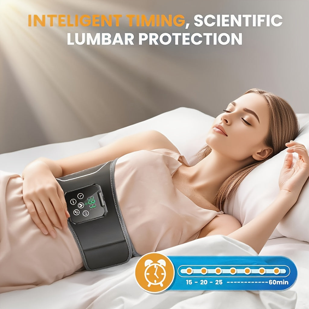 Electric Heated Waist Belt, Portable Retractable 3D Airbag, USB Charging Heating Pad With Massager, With 3 Vibration And 4 Heat, Adjustable Strap Fits All Body Type Lightweight Portable, Daily Use, Heated Back Belt Gifts For Family Men Women
