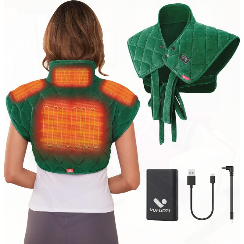 Heating Pad for Neck and Shoulders Portable Heating Pad with Massager and Battery Weighted Electric Heated Neck Shoulder Wrap 16'' x 22'' 2.2lbs