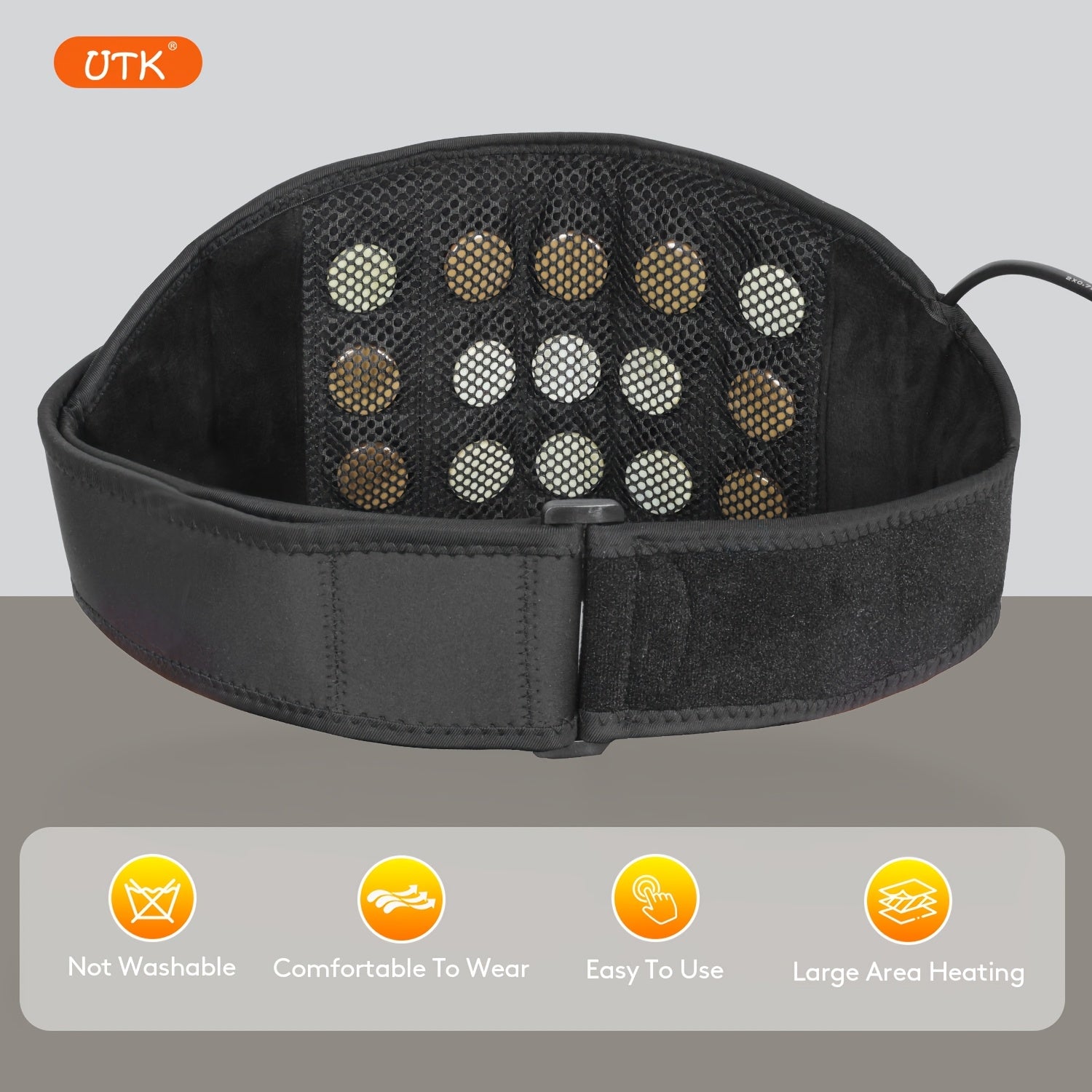 UTK Heating Pad With Massager For Back, Portable Lower Back Massager Heating Pad, Wearable Heating Pads For Cramps With Heat, Auto-Off, Birthday Gifts For Mom Dad 58"