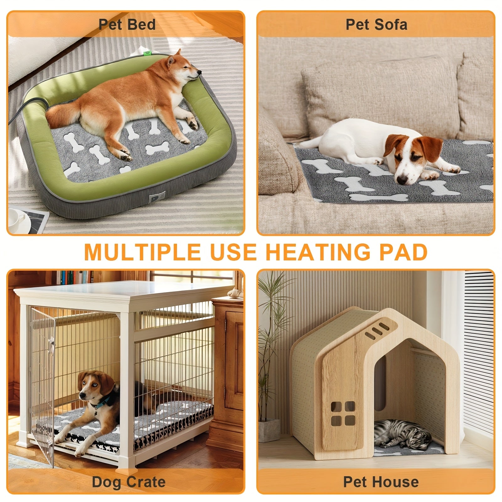 Pet Heating Pad with Smart Thermostatic Control & 1-24H Timer, Wire-Reinforced Pet Crate Cozy Bed for Cats & Dogs, Cat Beds for Indoor Cats, Heated Dog Crate Bed, Promotes Comfort and Recovery, Whelping Box Supplies, US Plug