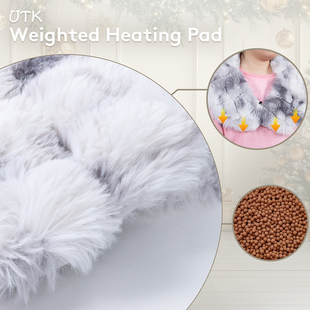 UTK Weighted Heating Pad For Neck And Shoulders And Back, 24"x 20" Extra Large Heated Neck Shoulder Wrap, Electric Neck And Shoulder Heat Pad With Auto Shut Off, 6 Heat Settings, Christmas Gift For Men/women/mom/dad