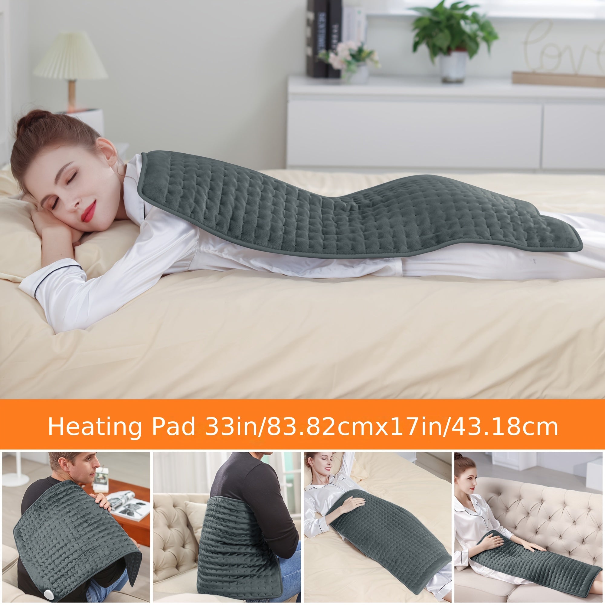 XXXL Extra Large Heating Pad, Size 40in×20in, 33in×17in, 24in×12in, 6 Temperature Levels And 4 Time Settings, Portable, Back, Neck, Shoulders And Legs Heating, Machine Washable, Perfect Holiday Gift for Men, Women, Parents, Christmas Gift