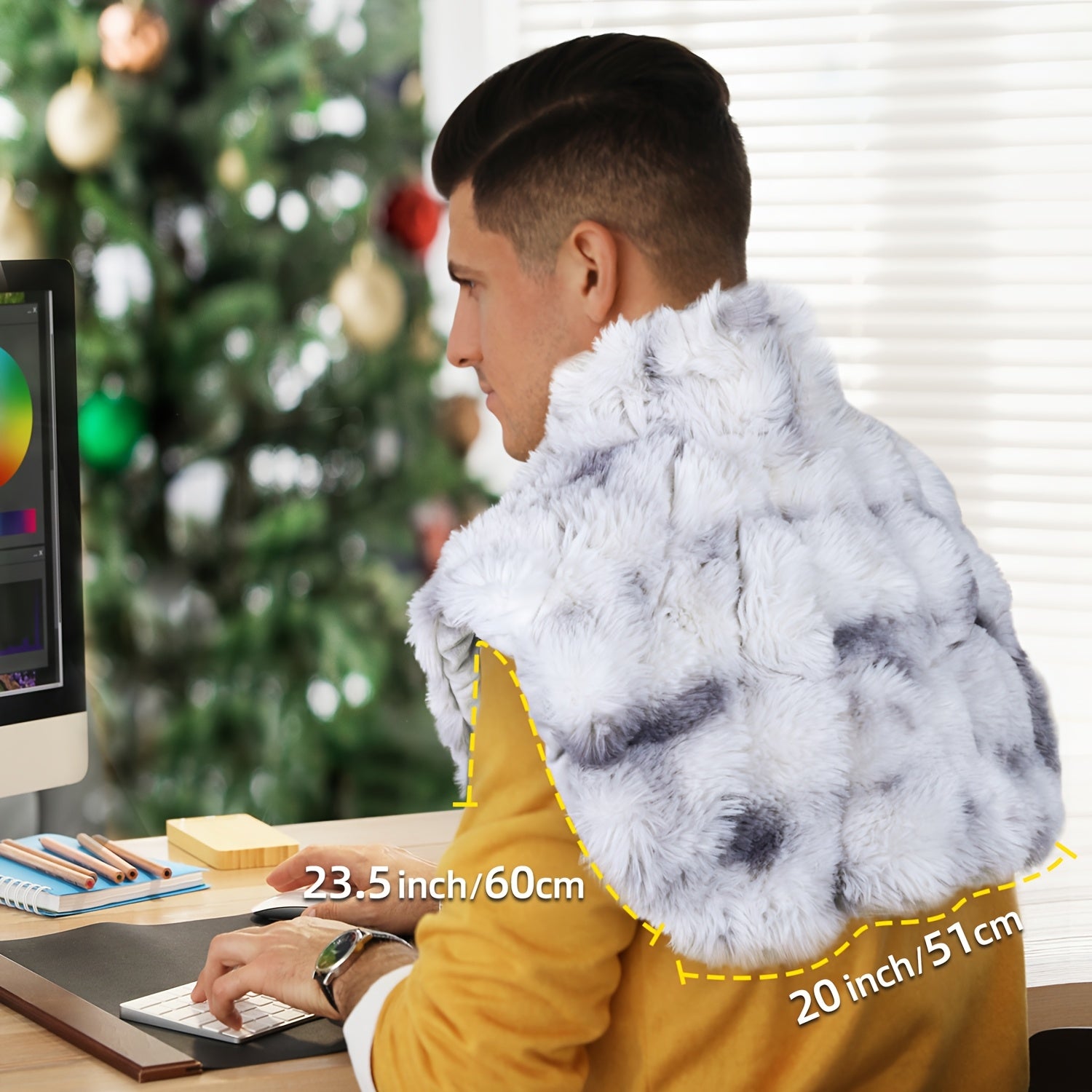UTK Weighted Heating Pad For Neck And Shoulders And Back, 24"x 20" Extra Large Heated Neck Shoulder Wrap, Electric Neck And Shoulder Heat Pad With Auto Shut Off, 6 Heat Settings, Christmas Gift For Men/women/mom/dad