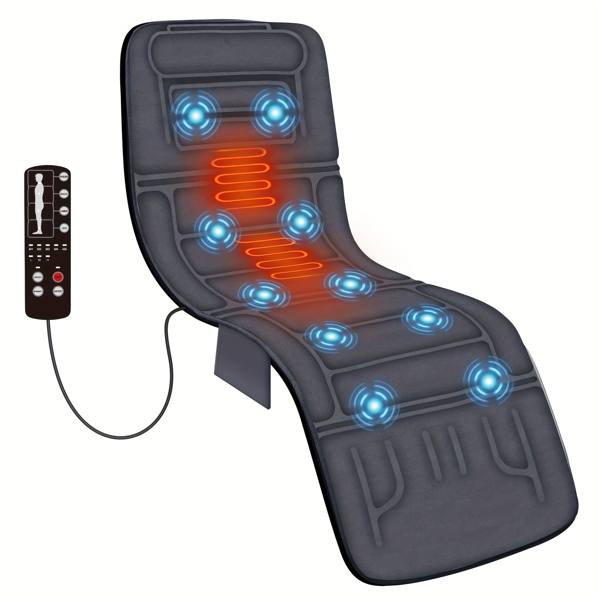 COMFIER Full Body Massage Pad with Heating Function, Chair Pad with 10 Vibration Motors and 2 Heating Pads with Auto Shut Off, Electric Heating Massage Pad