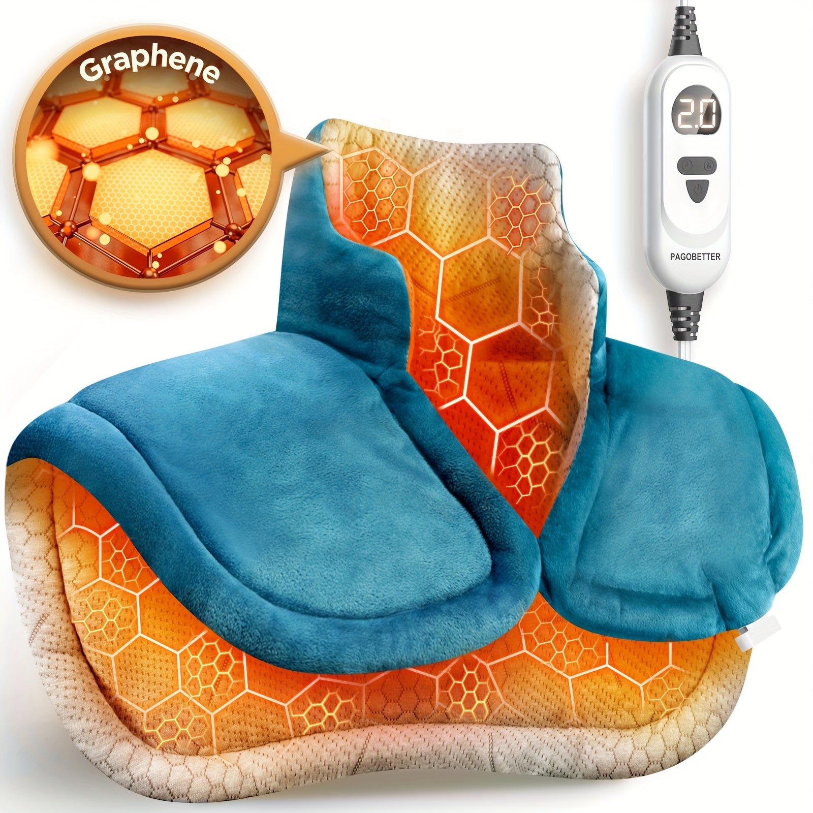 Graphene Heating Pad for Neck, Shoulders, Back, Legs, Arms - Extra Large 22x18 Inches, Fast Heating Pad with 6 Heat Settings (Up to 150°F), Auto Shut-Off, Weighted Electric Pad with Soft Plush Fabric - Ideal Gift for Women, Men, Mom, Dad - Birthday,