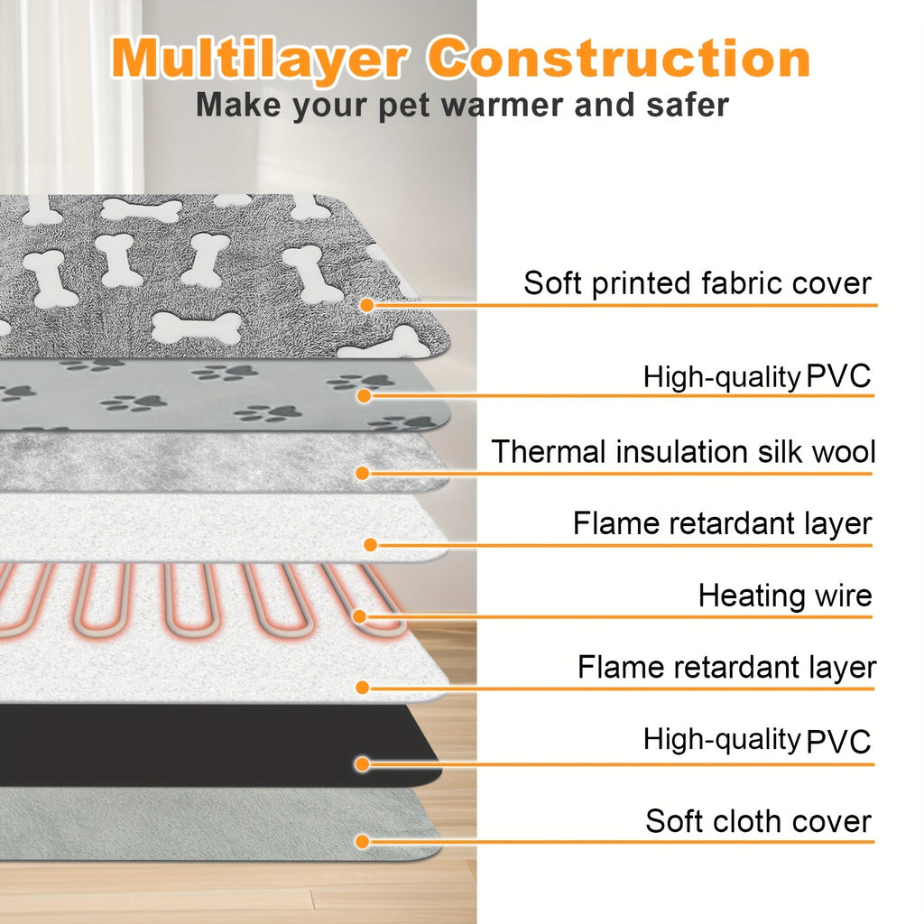 Pet Heating Pad with Smart Thermostatic Control & 1-24H Timer, Wire-Reinforced Pet Crate Cozy Bed for Cats & Dogs, Cat Beds for Indoor Cats, Heated Dog Crate Bed, Promotes Comfort and Recovery, Whelping Box Supplies, US Plug
