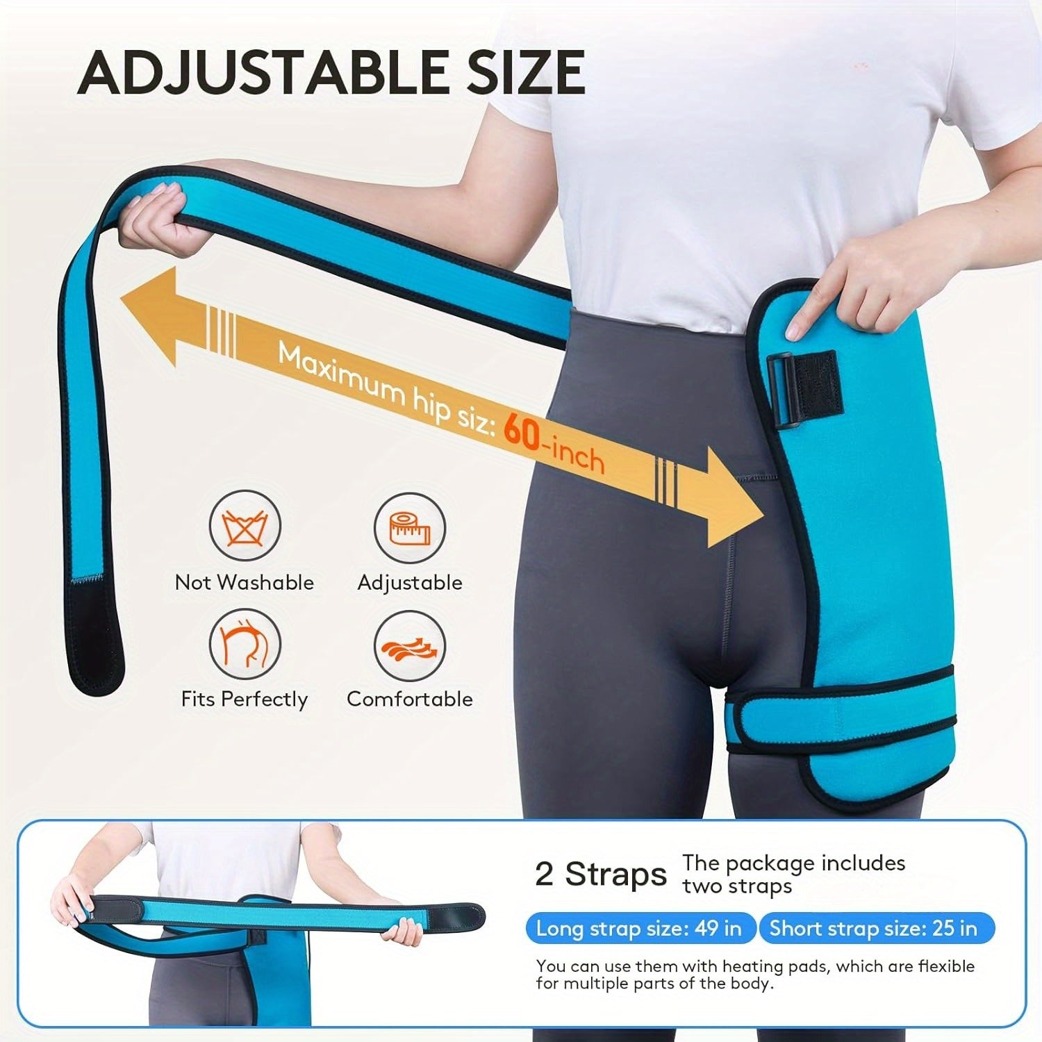 UTK Hip Heating Pad with 16 Artificial Stones And Smart Controller - Usb-Powered Electric Heating for Lower Back, Thighs, Buttocks And Abdomen - Blue And Orange Design, Hand Wash Only, Back Heating Pad