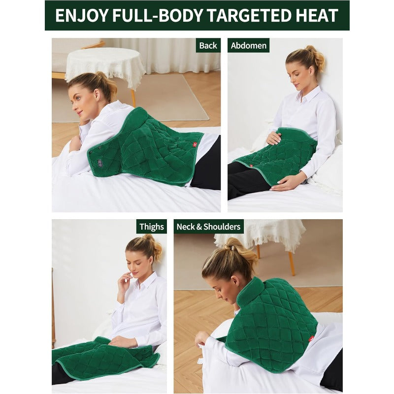 Heating Pad for Neck and Shoulders Portable Heating Pad with Massager and Battery Weighted Electric Heated Neck Shoulder Wrap 16'' x 22'' 2.2lbs