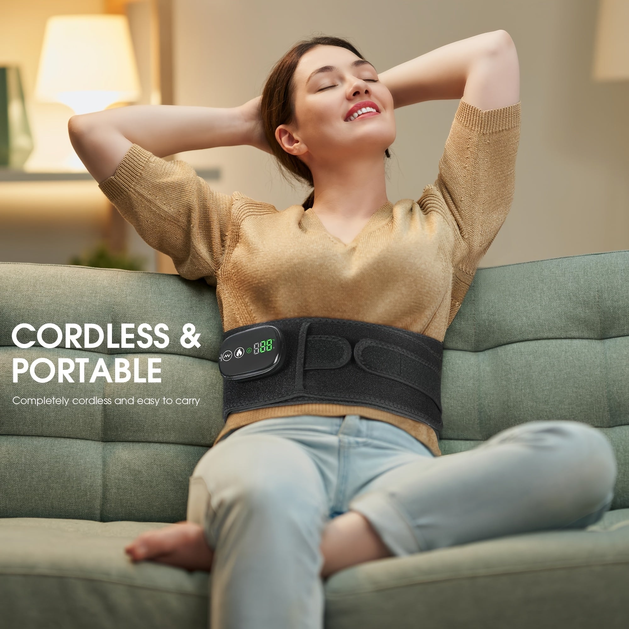 Portable USB Charged Heating Waist Massage, Cordless Heating Pad Back Massager, Built-in 5000mAh Battery Waist Support, Back Support for Lumbar Support, Use Continuously 3 Hours Lower Back Belts, Mother's Day Gifts for Mom.