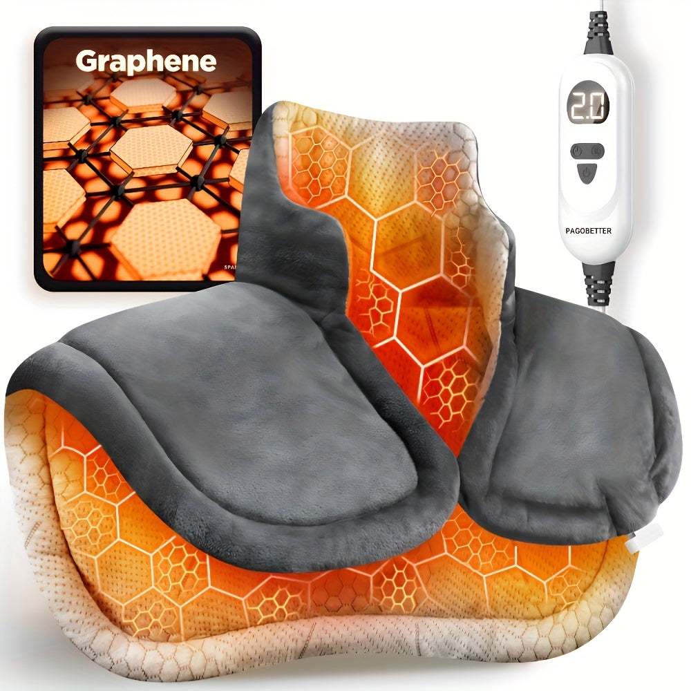 Graphene Heating Pad for Neck, Shoulders, Back, Legs, Arms - Extra Large 22x18 Inches, Fast Heating Pad with 6 Heat Settings (Up to 150°F), Auto Shut-Off, Weighted Electric Pad with Soft Plush Fabric - Ideal Gift for Women, Men, Mom, Dad - Birthday,