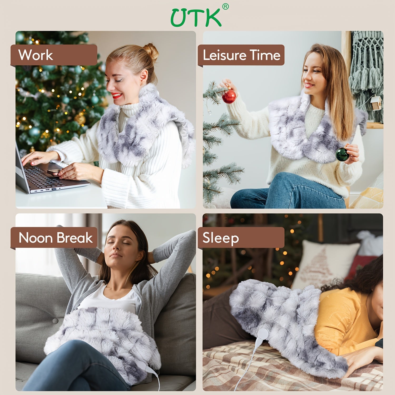 UTK Weighted Heating Pad For Neck And Shoulders And Back, 24"x 20" Extra Large Heated Neck Shoulder Wrap, Electric Neck And Shoulder Heat Pad With Auto Shut Off, 6 Heat Settings, Christmas Gift For Men/women/mom/dad