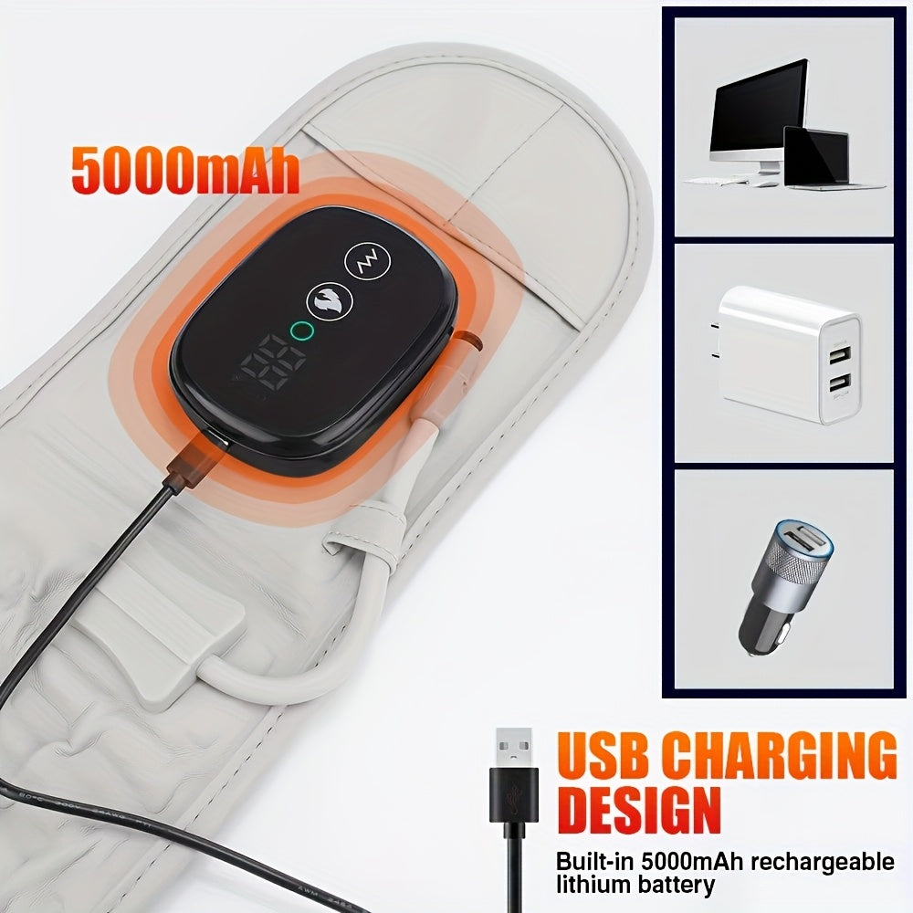 Portable Heating Pad USB Charging, Waist Support Belt with Air Traction, Wireless Heating Pad with Vibration Massage, Heating Pad with 3 Heat Levels and 3 Massage Modes, Suitable for Back and Waist, Gift for Mom