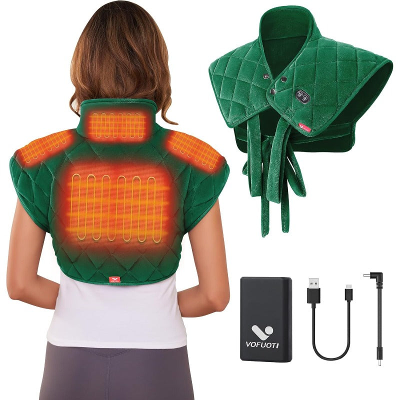 Heating Pad for Neck and Shoulders Portable Heating Pad with Massager and Battery Weighted Electric Heated Neck Shoulder Wrap 16'' x 22'' 2.2lbs