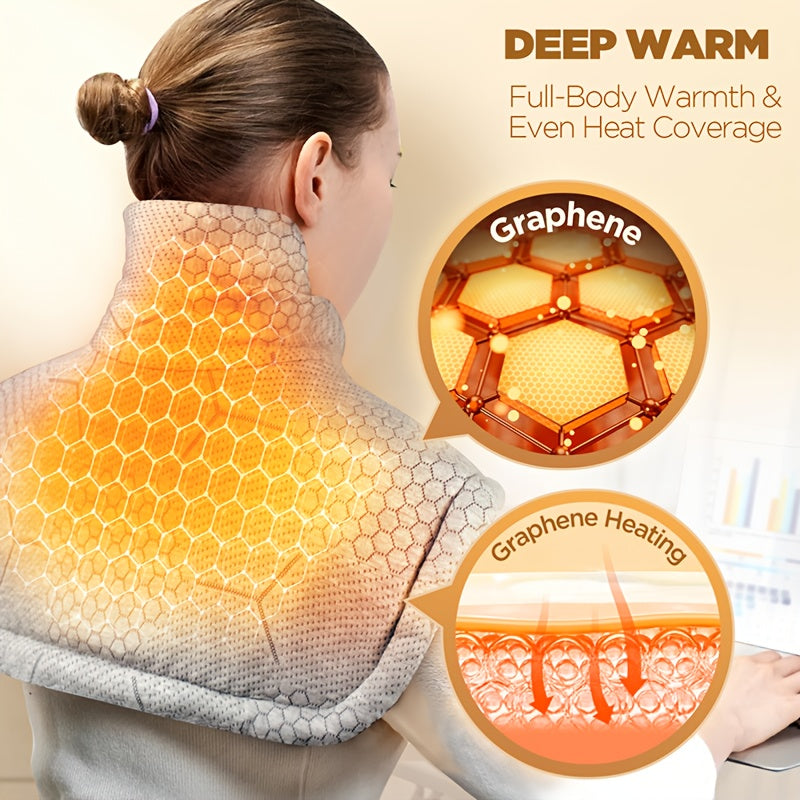 Graphene Heating Pad for Neck, Shoulders, Back, Legs, Arms - Extra Large 22x18 Inches, Fast Heating Pad with 6 Heat Settings (Up to 150°F), Auto Shut-Off, Weighted Electric Pad with Soft Plush Fabric - Ideal Gift for Women, Men, Mom, Dad - Birthday,