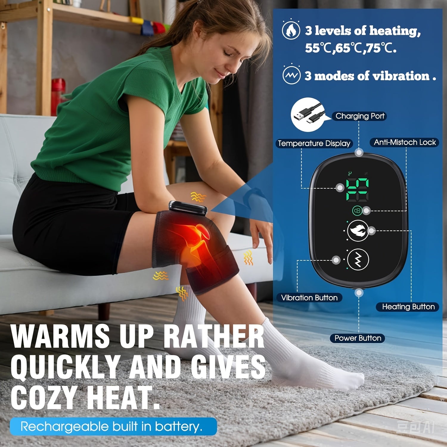 Portable USB Charged Heating Waist Massage, Cordless Heating Pad Back Massager, Built-in 5000mAh Battery Waist Support, Back Support for Lumbar Support, Use Continuously 3 Hours Lower Back Belts, Mother's Day Gifts for Mom.