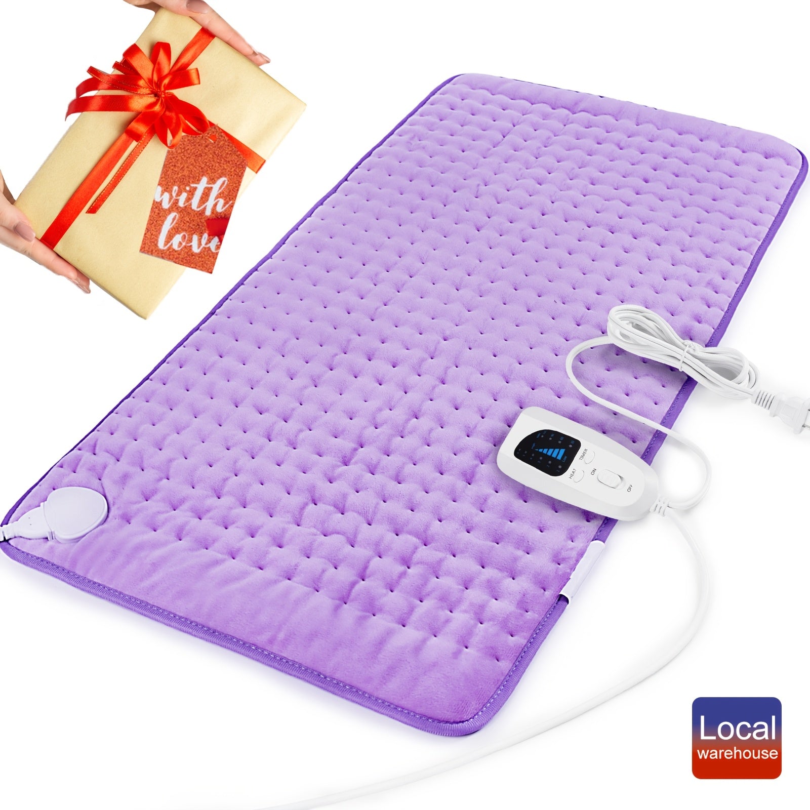 Extra Large Soft Velvet Heating Pad with 6-Speed Temperature & Timer Control - Portable Comfort for Neck, Back, Shoulders, Knees, and Legs - Purple, Perfect Gift for Birthdays and Holidays, Therapeutic Heating Pad | Plush Surface Pad | Nonskinfriendly