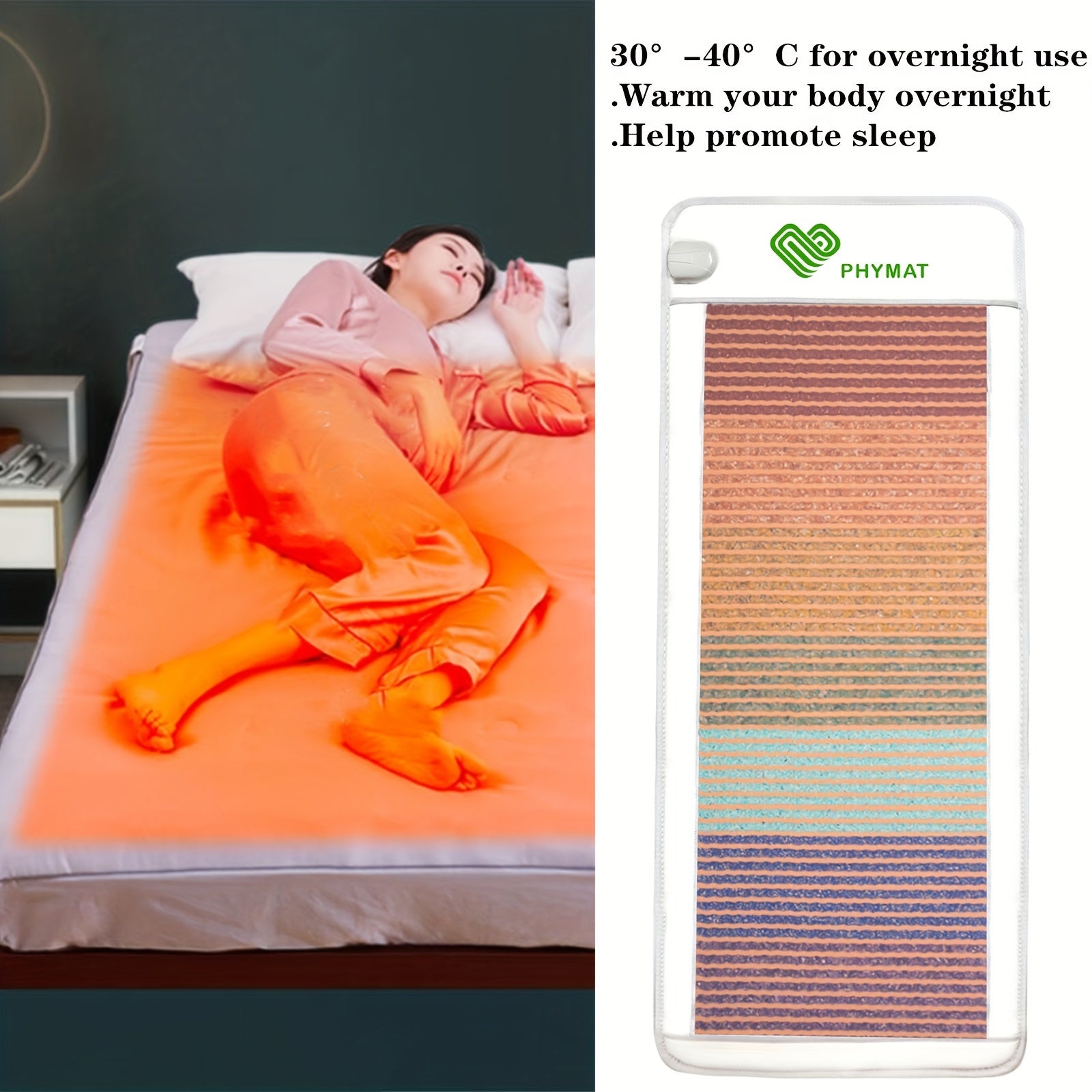 PHYMAT Rainbow Crystal Stone Heating Pad - Full Body Heating Pad - Electric Heating Mat With 7 Chakra Stones - Reiki, Yoga Meditation Mat, Auto Shut Off, Adjustable Temp