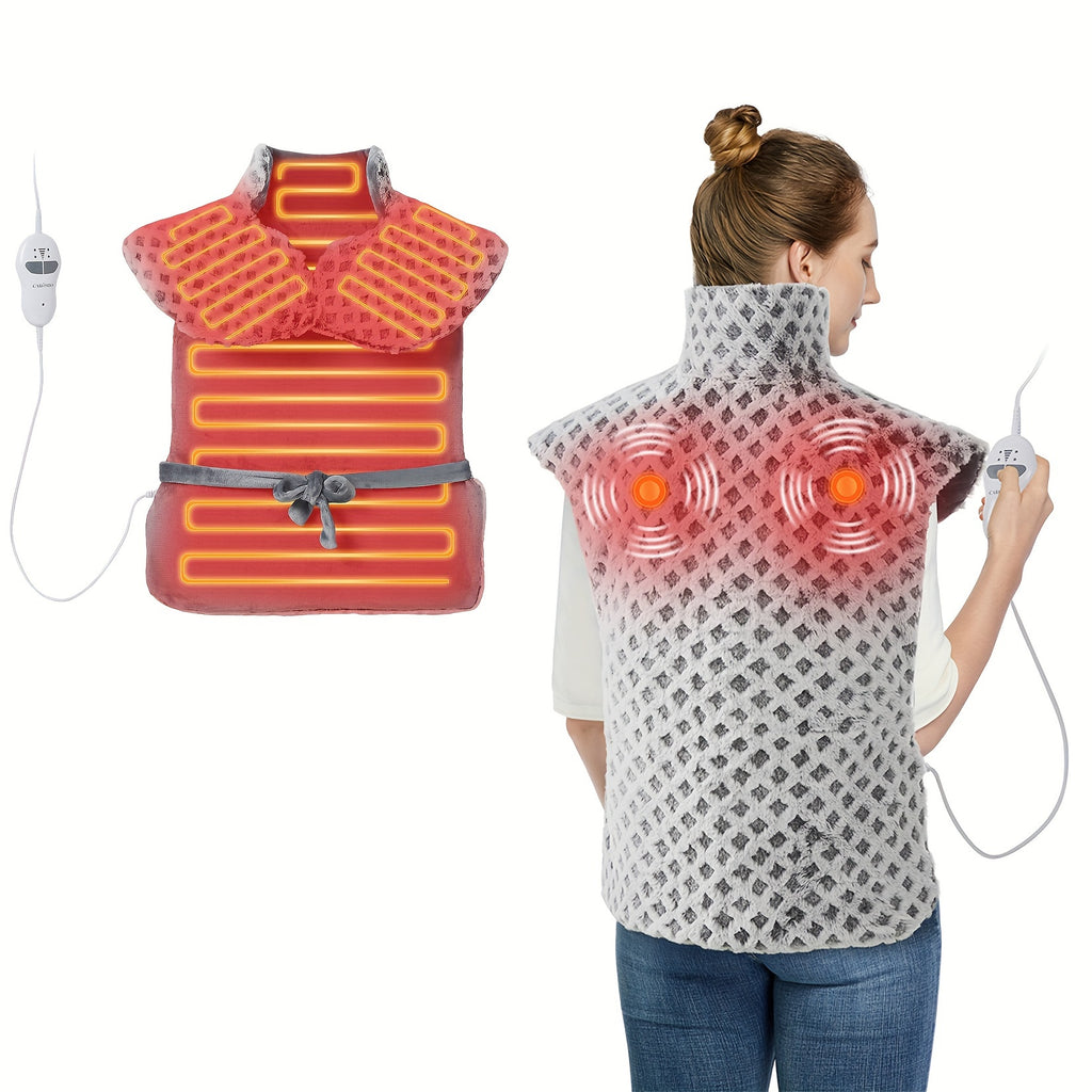 Large Heating Pad With Massager, 24" X 35" Electric Heating Pad For Neck, Back & Shoulders With 3 Heat Levels, 3 Massage Settings, 2-Hour Auto Shut-Off