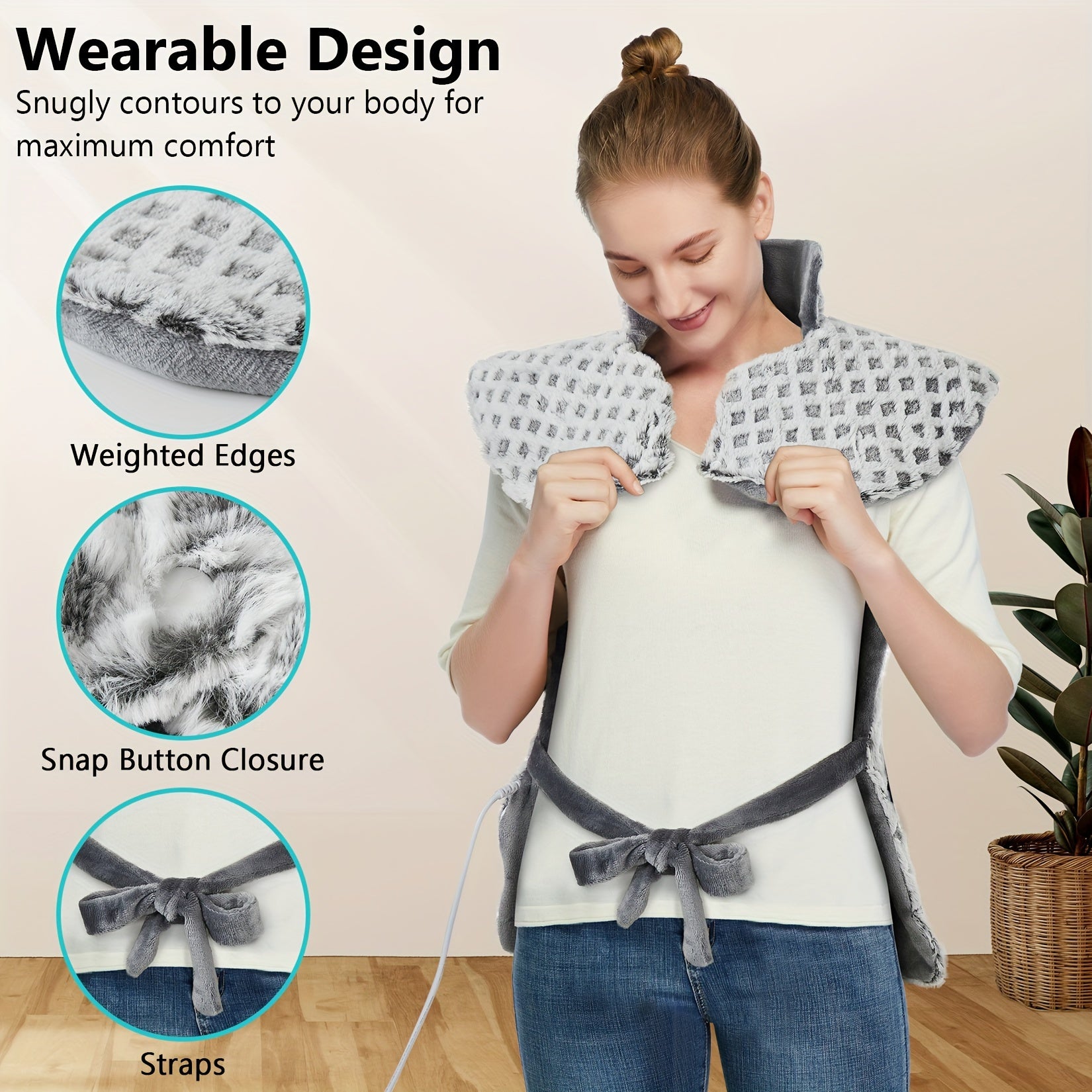 Large Heating Pad With Massager, 24" X 35" Electric Heating Pad For Neck, Back & Shoulders With 3 Heat Levels, 3 Massage Settings, 2-Hour Auto Shut-Off