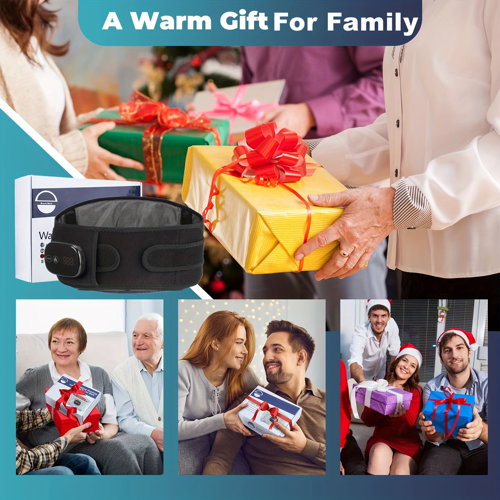 Portable USB Charged Heating Waist Massage, Cordless Heating Pad Back Massager, Built-in 5000mAh Battery Waist Support, Back Support for Lumbar Support, Use Continuously 3 Hours Lower Back Belts, Mother's Day Gifts for Mom.