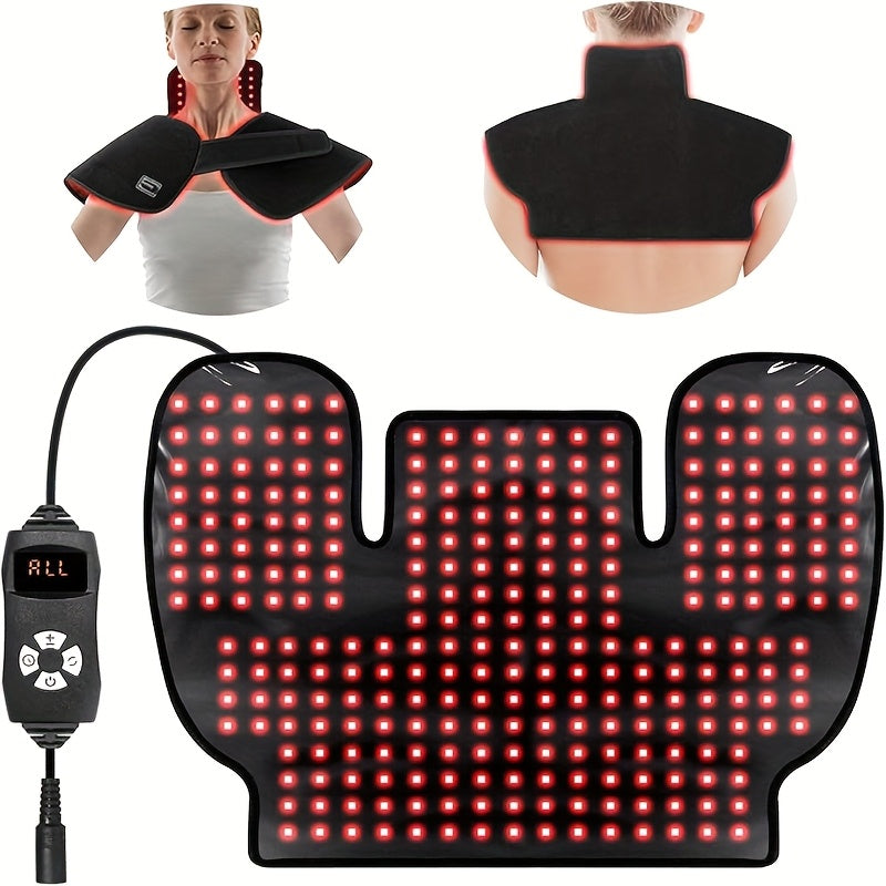 Red Infrared Light Neck Shoulder: Heating Red Light Therapy Device For Body Upper Back, 660nm&850nm Dual-chip LED Wearable Wrap Pad Pain Relief Muscle Relaxing For Women Men At Home