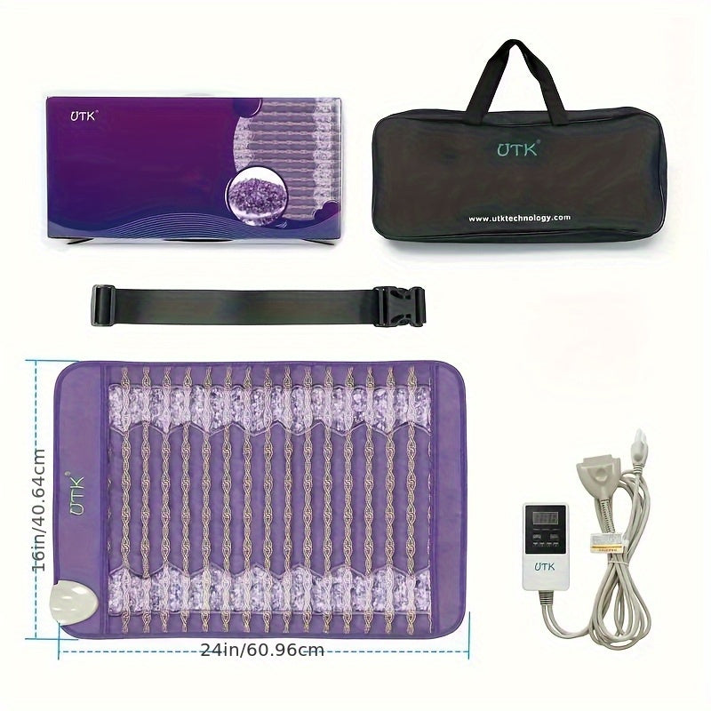 UTK -24 Inch X 16 Inch Large Back Heating Pad with USB Power | Memory Function And Automatic Shutdown | Portable Storage Bag | Suitable for Yoga Meditation | Soft And Light Beige Friendly Fabric | Thoughtful Gift for Parents