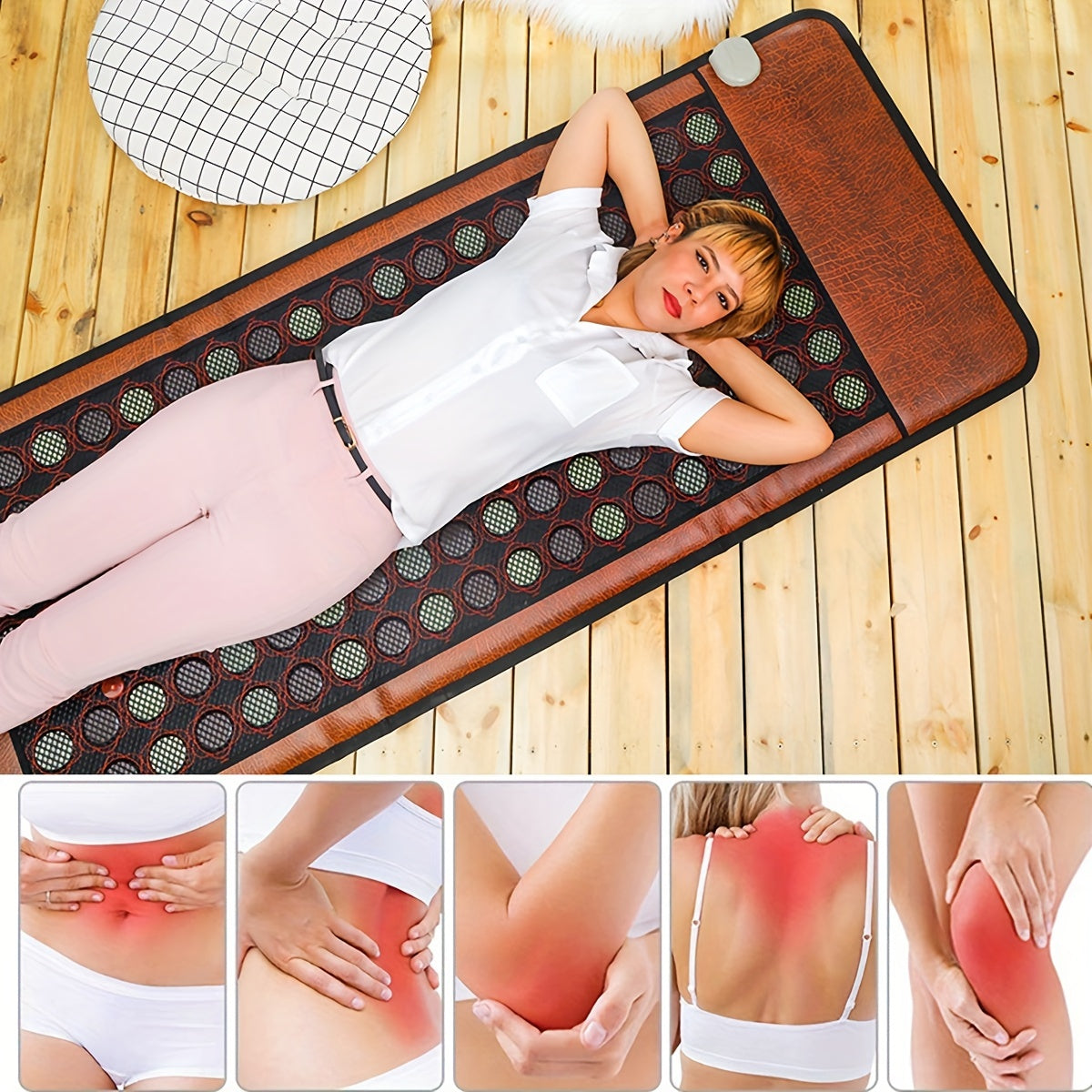PHYMAT Large Size Far Infrared Heating Pad - Stone Heating Pad - Red Light Mat - Electric Heating Pad With Auto Shut Off - Overheat Protection, Smart Control(67"x27")