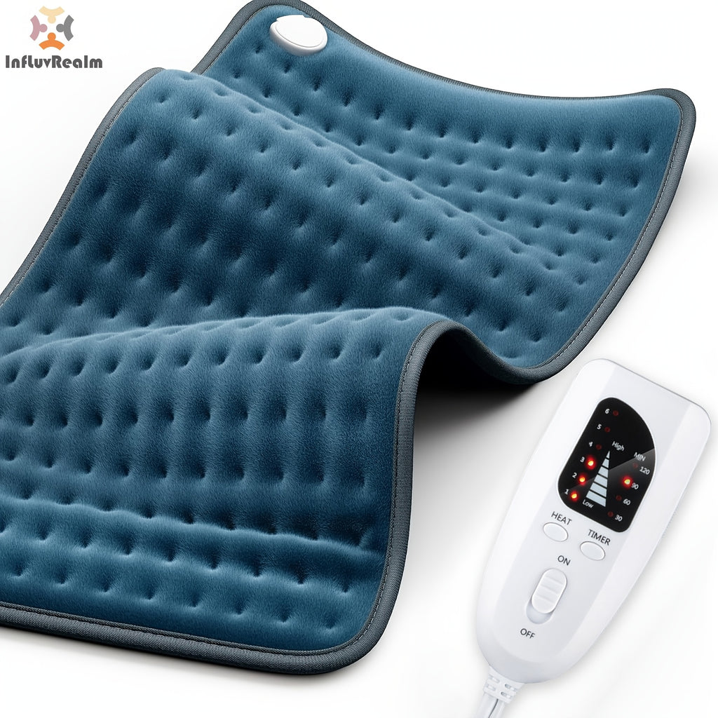 InfLuvRealm Electric Heating Pad for Back, Neck, Shoulder, Knee & Leg - 6 Heat Levels up to 150°F, 2-Hour Auto-Off, 12x24 Inch Soft Flannel Machine Washable - Gift for Men, Mom, Dad, Portable Heat | Premium Look Pad | Durable Comfort
