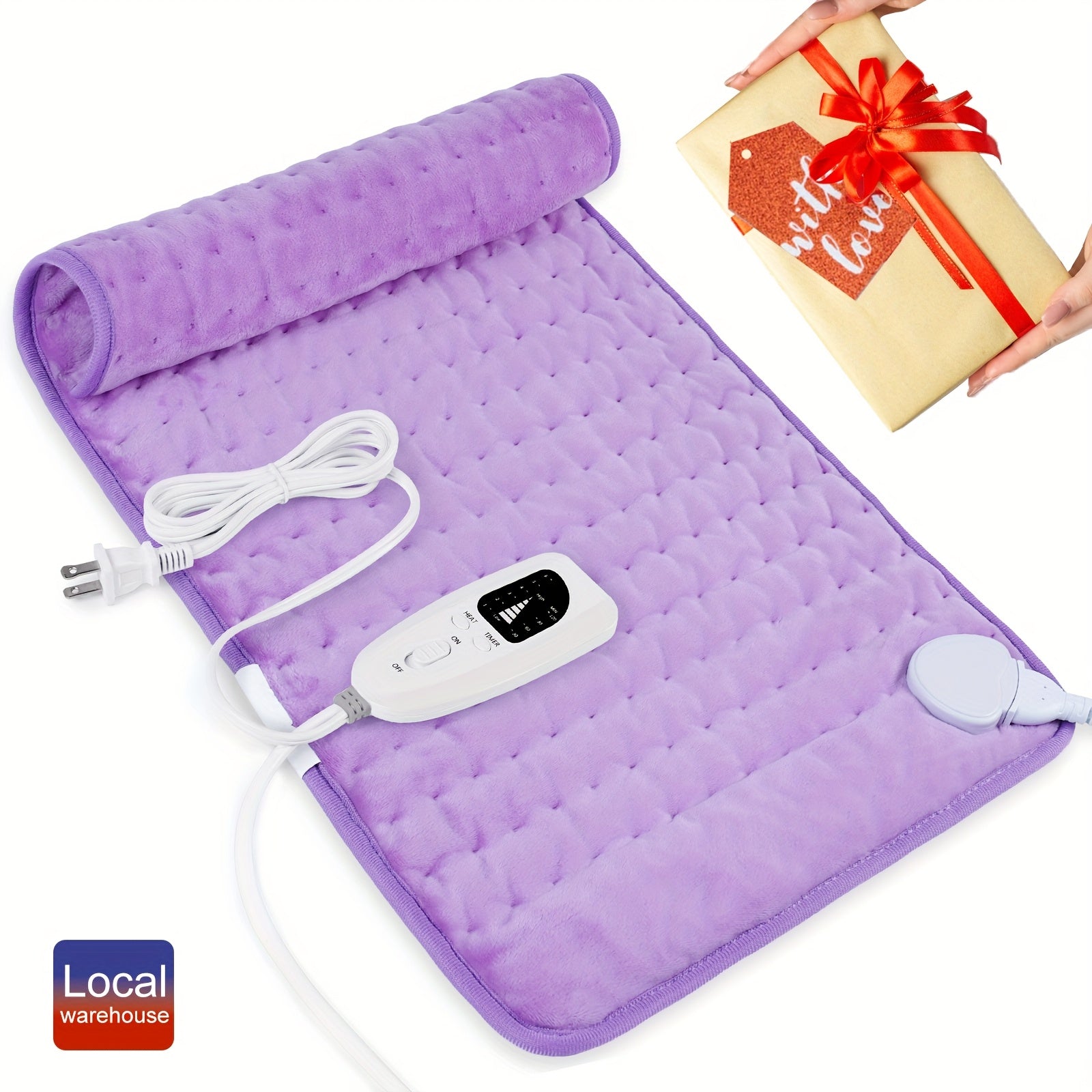Extra Large Soft Velvet Heating Pad with 6-Speed Temperature & Timer Control - Portable Comfort for Neck, Back, Shoulders, Knees, and Legs - Purple, Perfect Gift for Birthdays and Holidays, Therapeutic Heating Pad | Plush Surface Pad | Nonskinfriendly