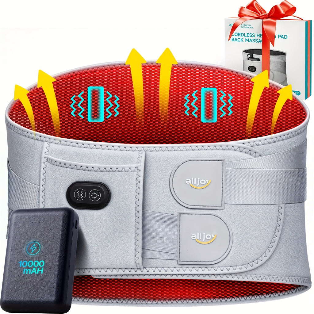 ALLJOY 67" Cordless Pad & Massager with 3 Heat Settings & 3 Vibration Modes, 10000mAh USB-Powered Portable Lower, Ergonomic Design for Mom Women Men Dad - Mother’s Day Gift, Stylish Device, Adjustable Comfort Settings